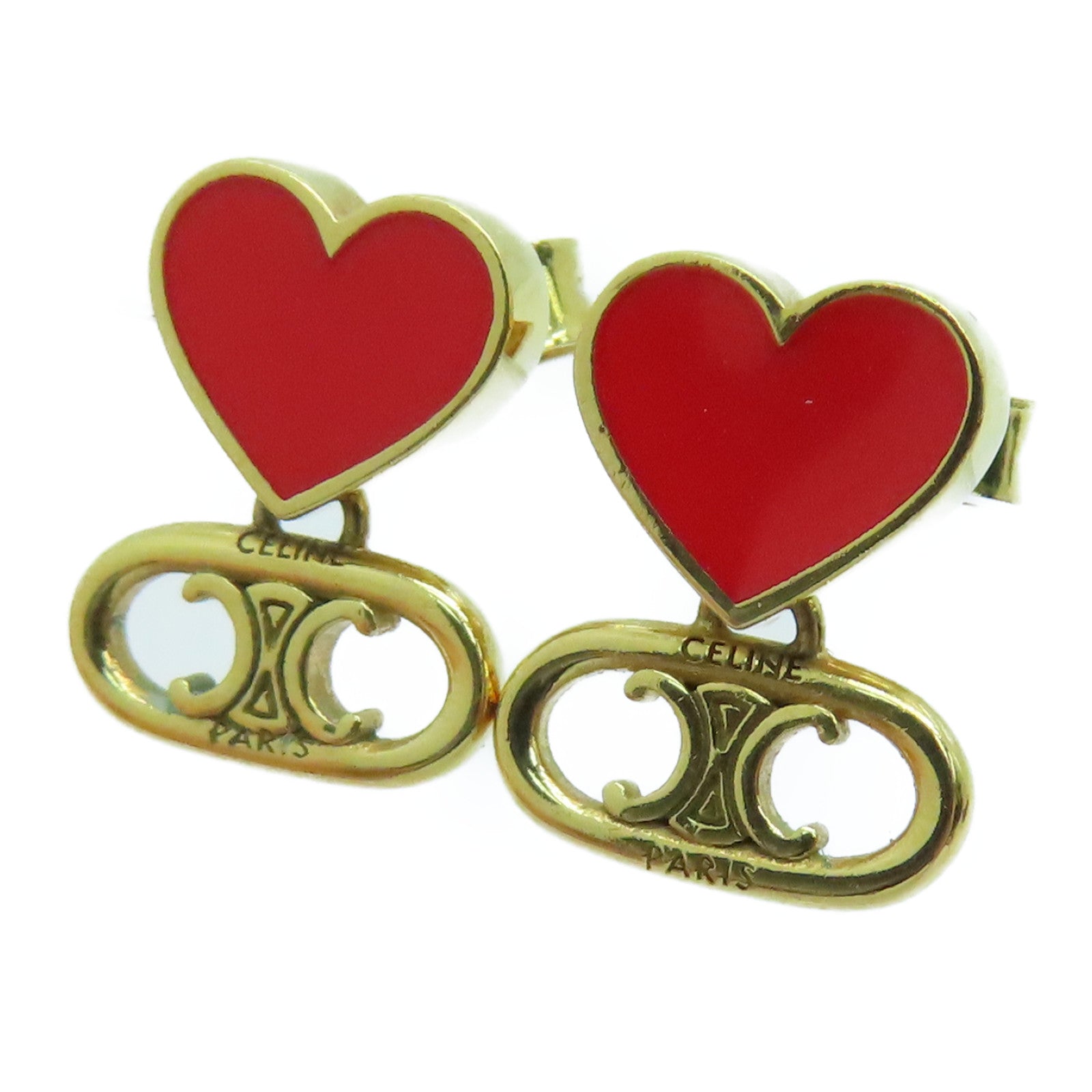 CELINE 金屬Heart Earrings耳環金色