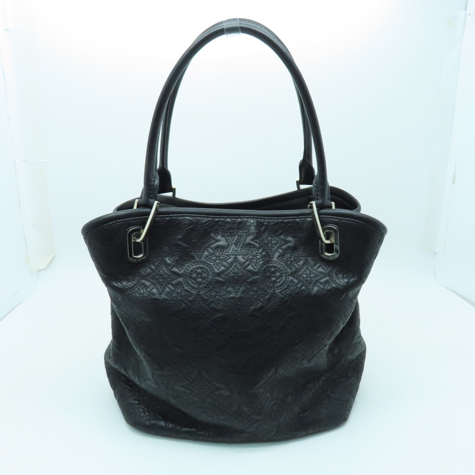 LOUIS VUITTON Lilia皮革Antheia銀扣手挽袋黑色