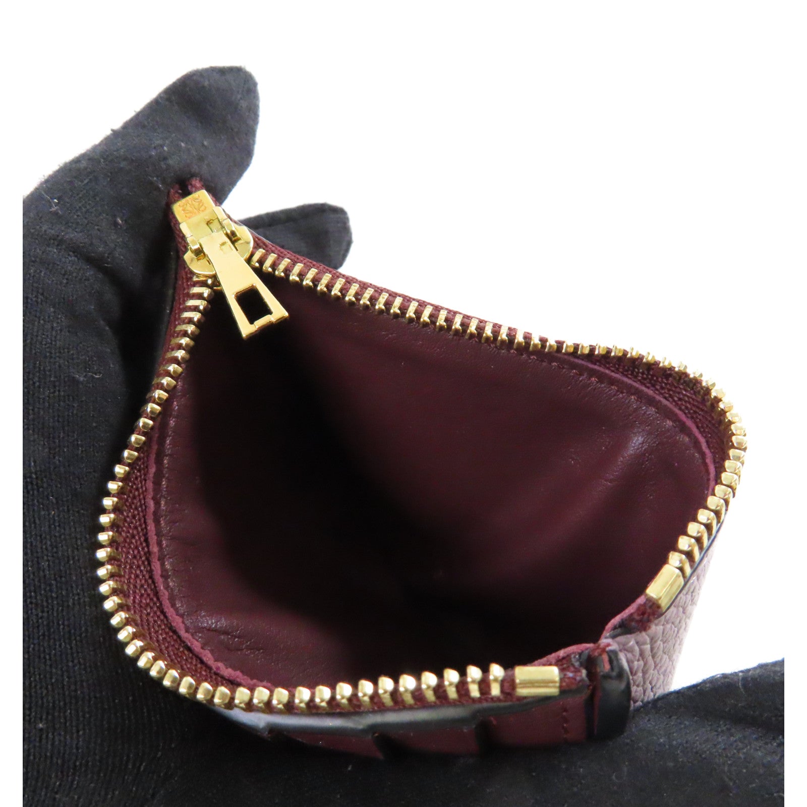 LOEWE 牛皮皮革Vertical Small wallet金扣短錢包紫色