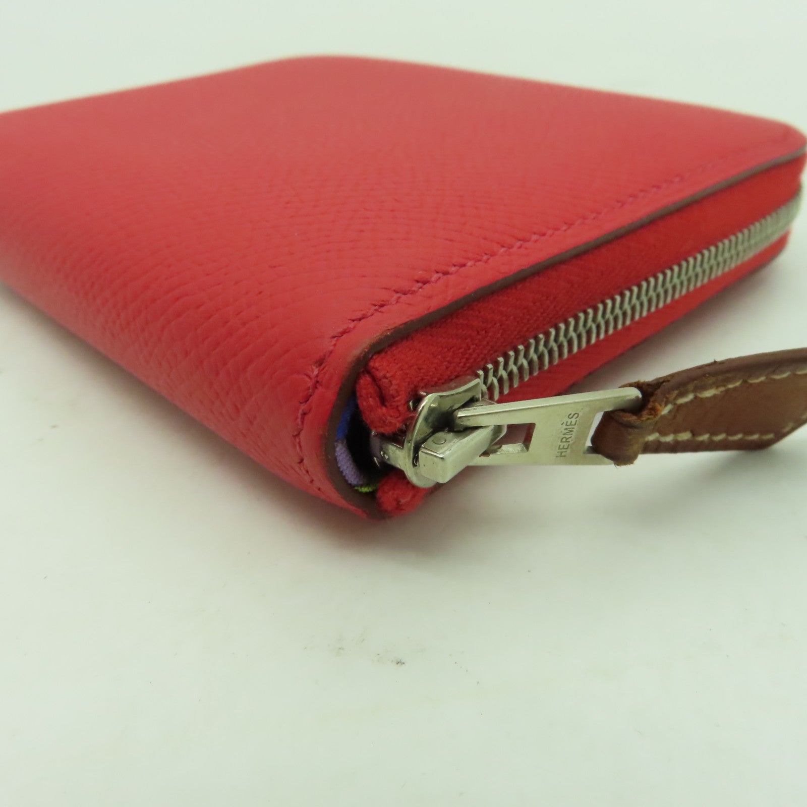 HERMES Epsom皮革Azap Sikin銀扣錢包紅色