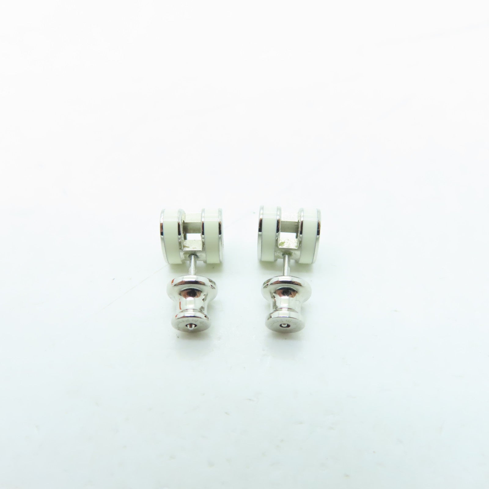 HERMES 金屬Pop H Earrings耳環白色/銀色