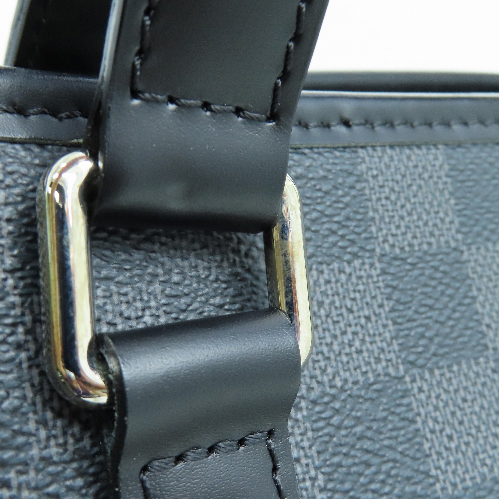 LOUIS VUITTON Damier Graphite Tadao銀扣手挽肩背兩用袋黑色灰色