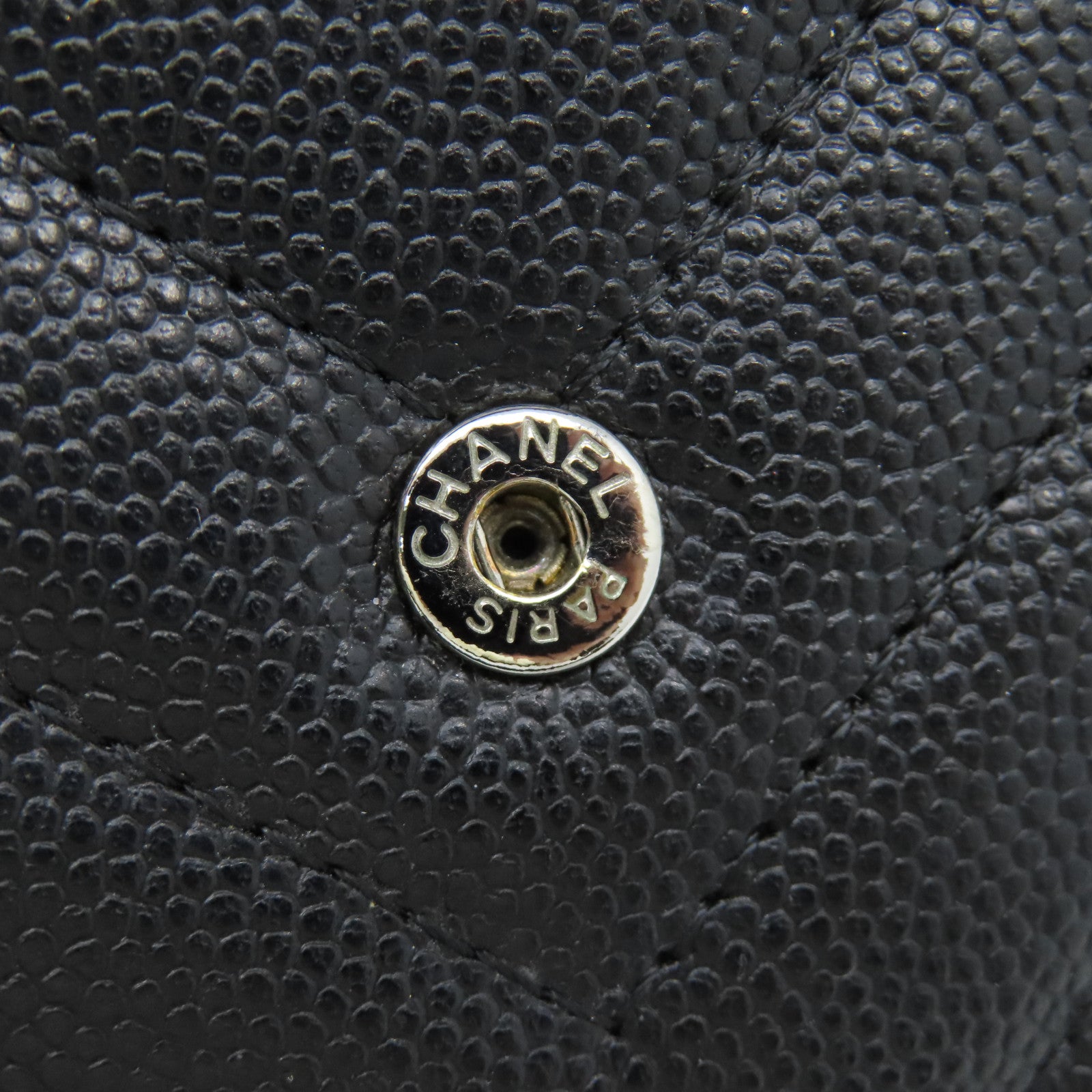 CHANEL 斜紋Caviar皮革WOC Wallet On Chain銀扣鏈帶肩背袋黑色