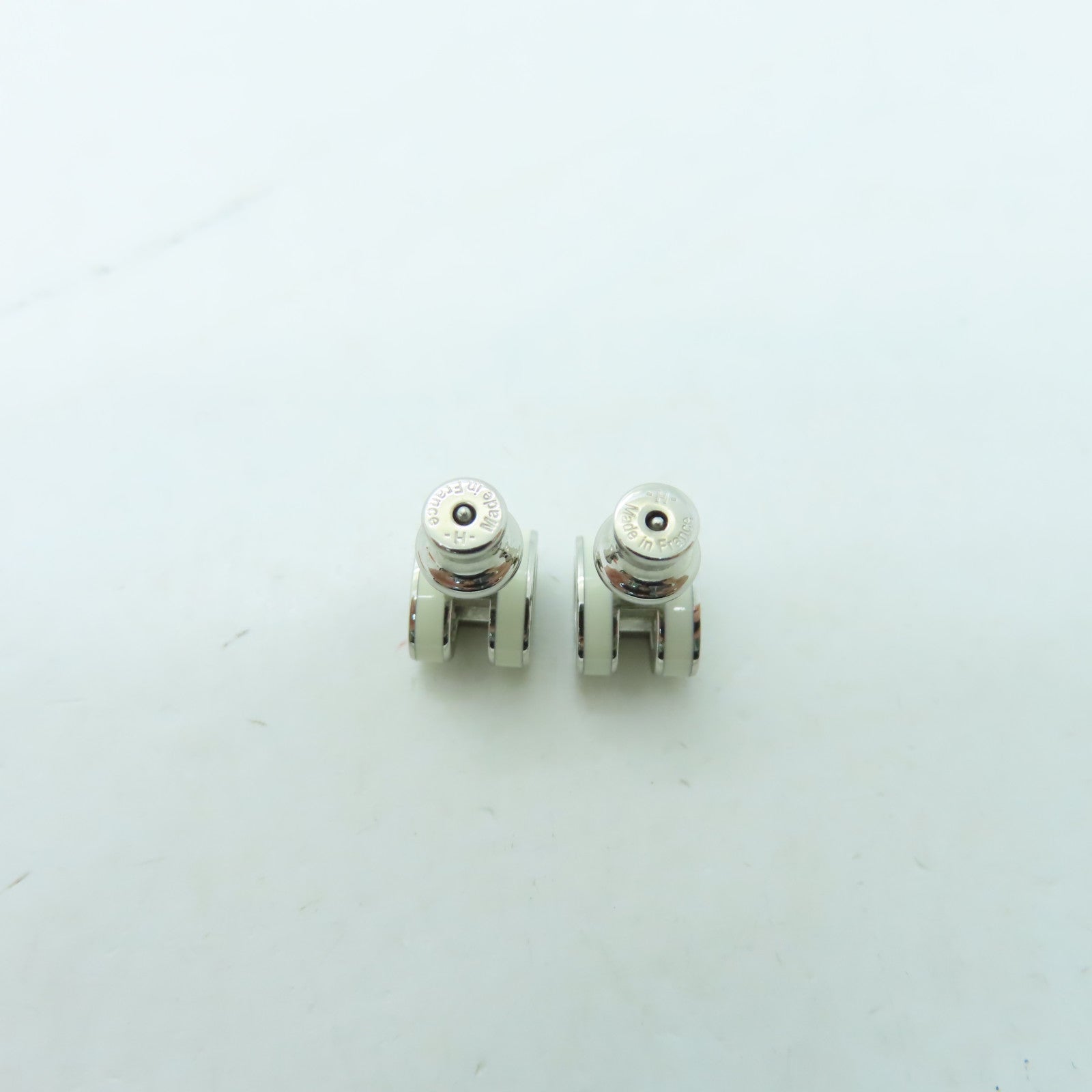 HERMES 金屬Pop H Earrings耳環白色/銀色