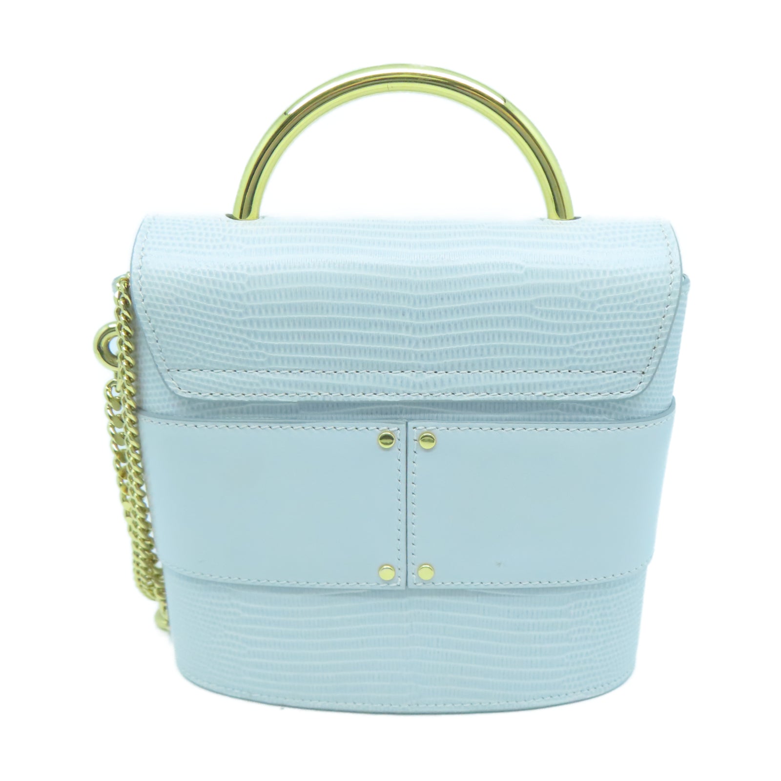 Chloe 牛皮皮革Shoulder Bag金扣鏈帶肩背袋灰色