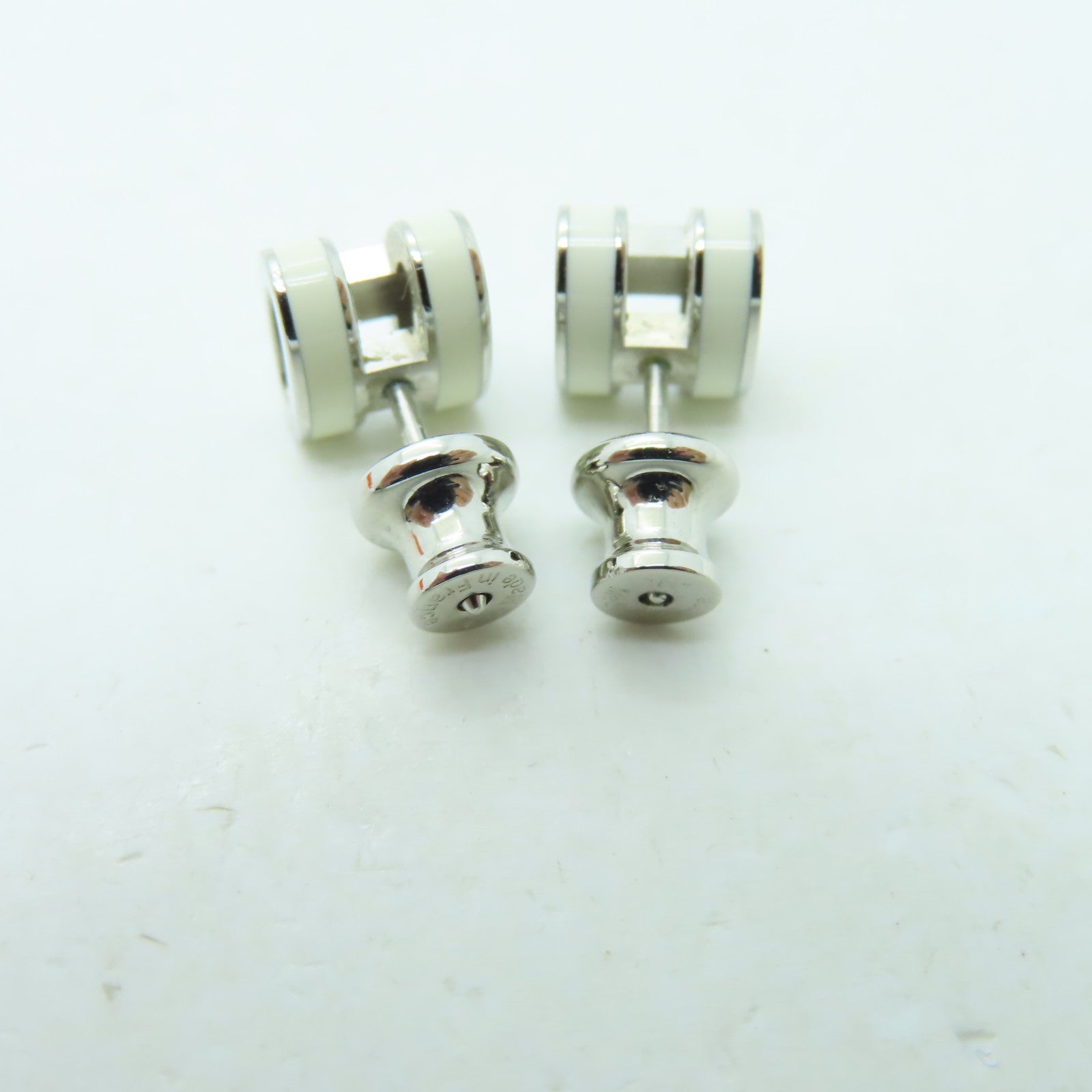 HERMES 金屬Pop H Earrings耳環白色/銀色