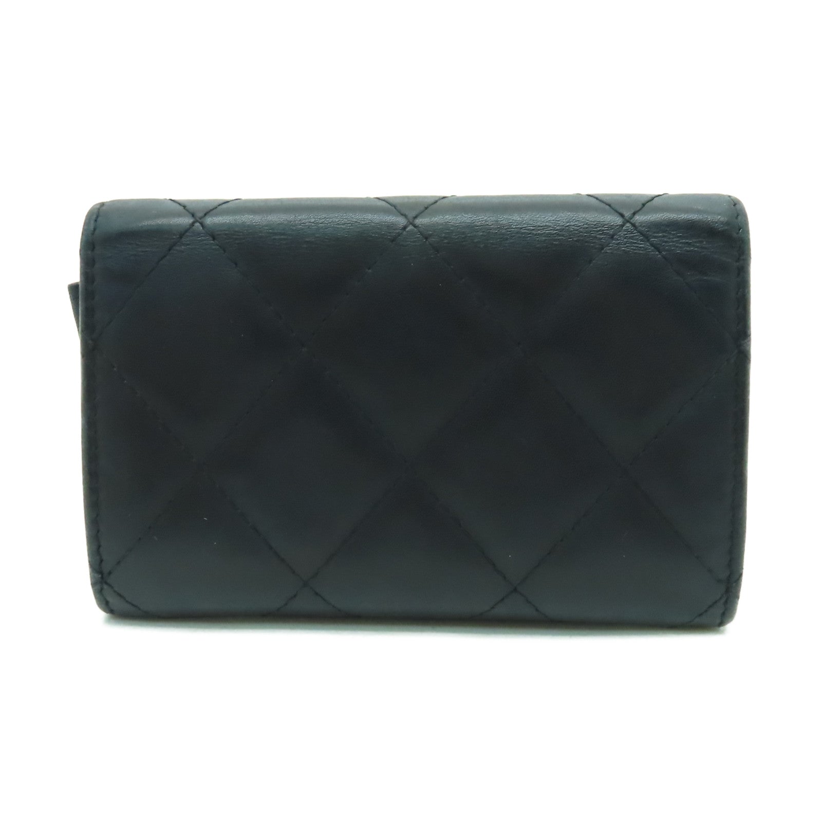 CHANEL 【激減優惠】菱格牛皮皮革Card Case銀扣卡片套黑色/粉紅色