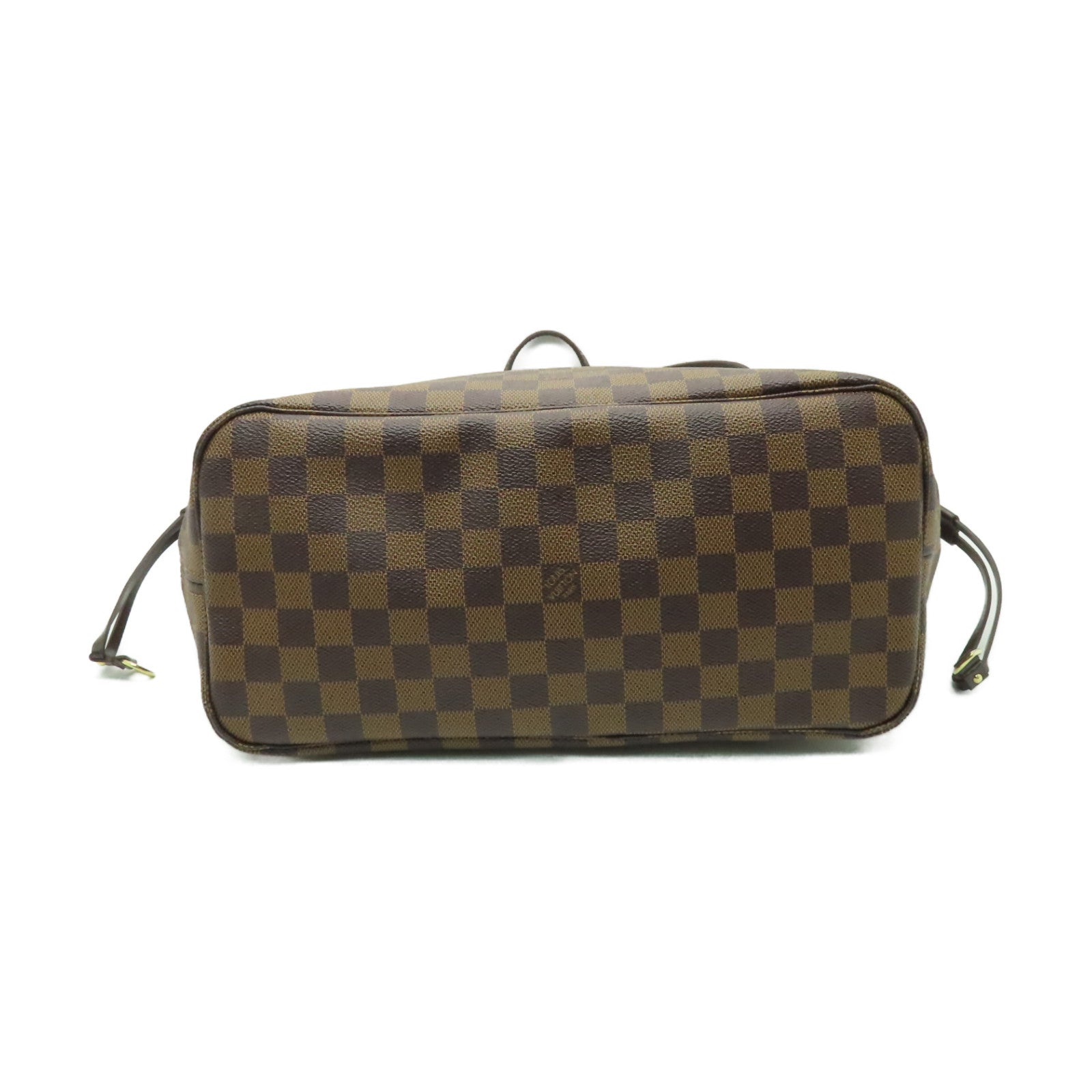 LOUIS VUITTON Damier Neverfull MM金扣手挽袋棕色