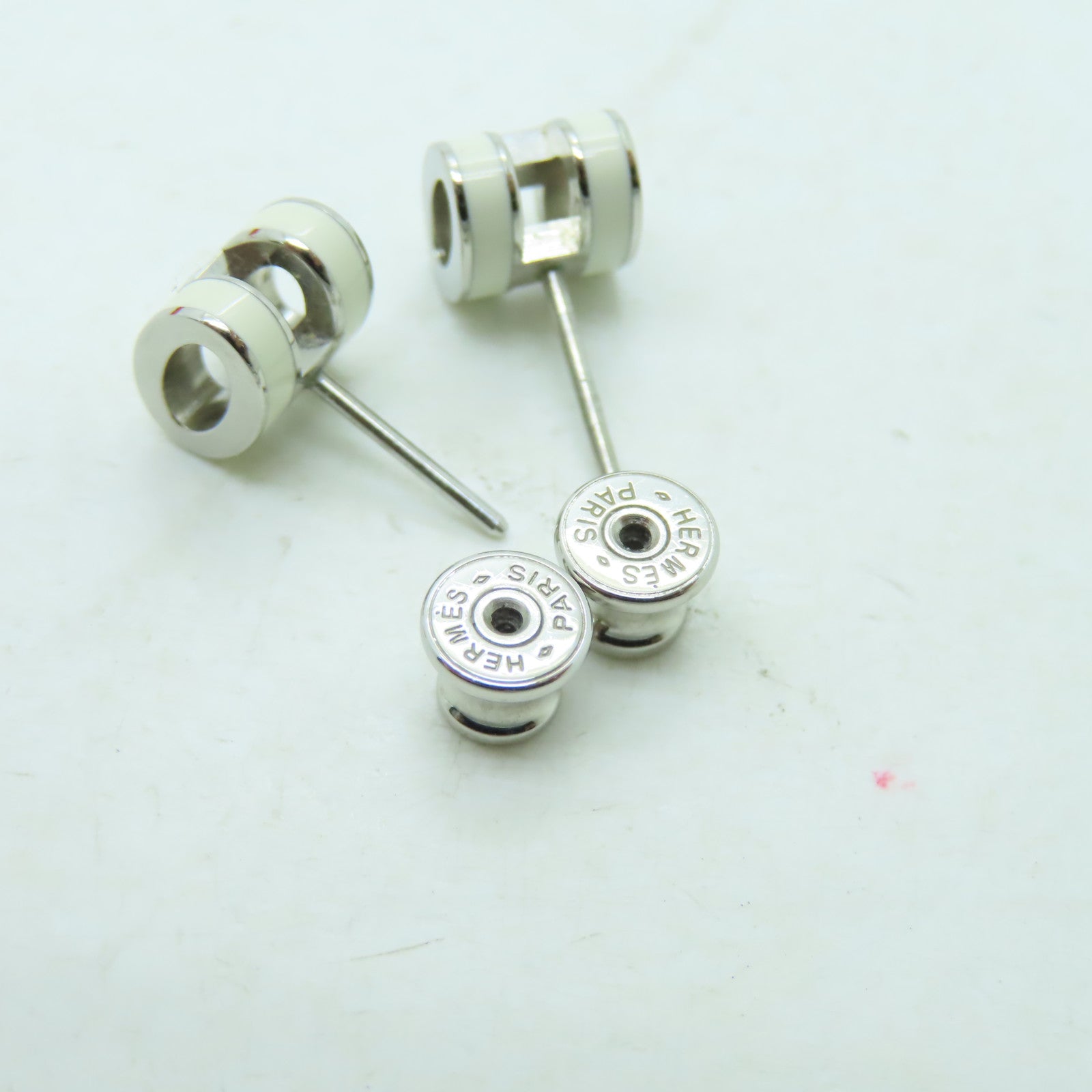 HERMES 金屬Pop H Earrings耳環白色/銀色