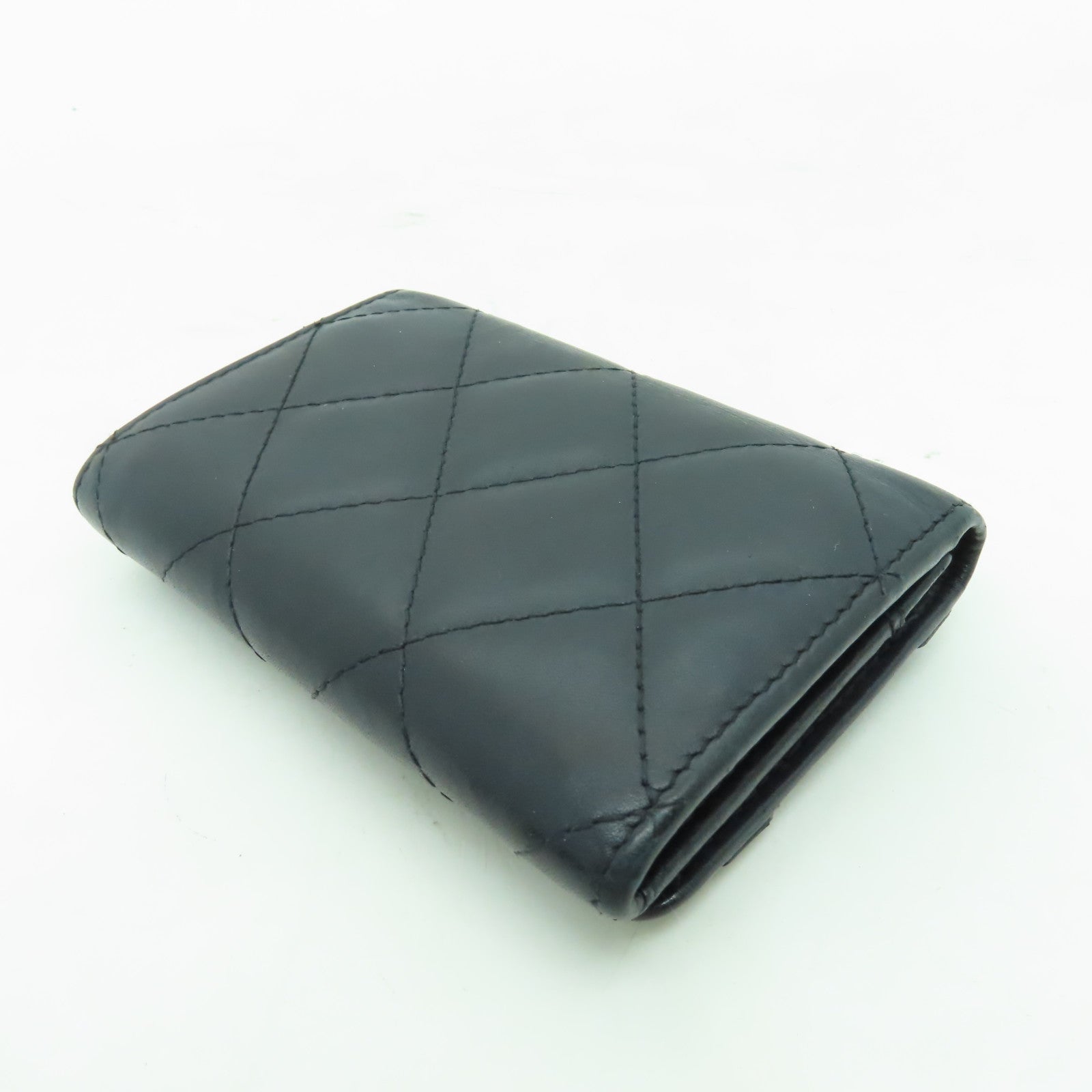 CHANEL 【激減優惠】菱格牛皮皮革Card Case銀扣卡片套黑色/粉紅色