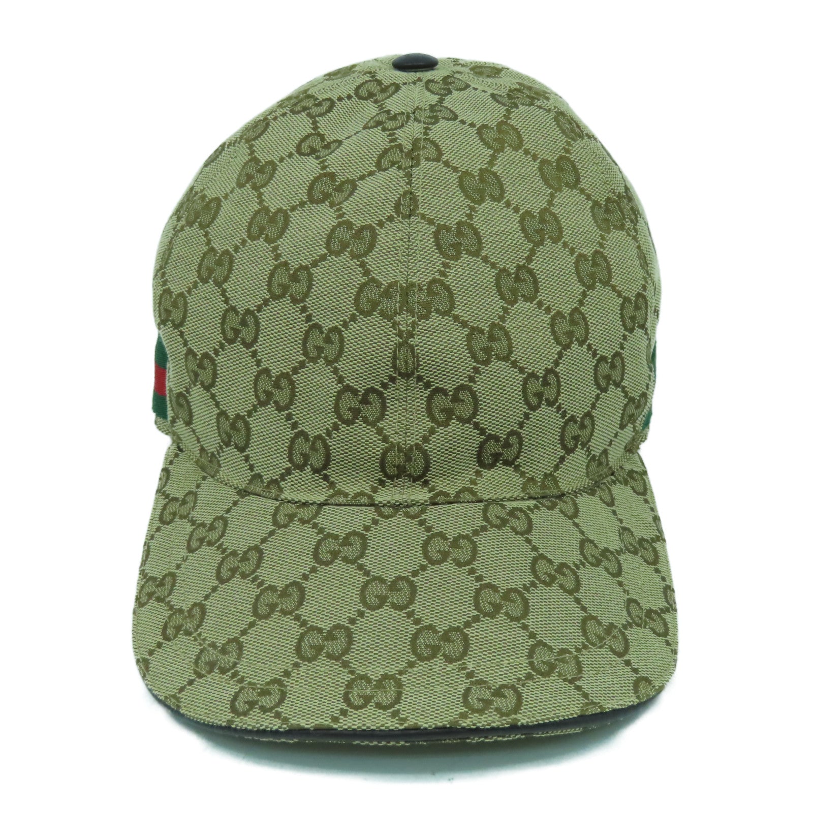 GUCCI GG帆布Cap金扣帽子啡色