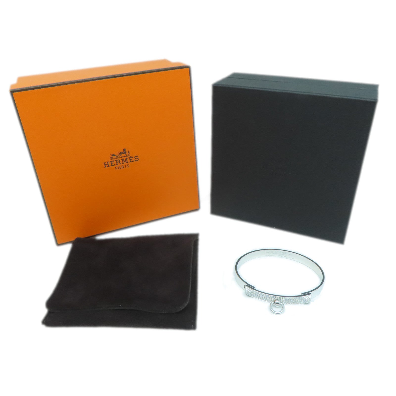 HERMES 18K白金Diamond Collier de chien Bracelet 0.91ct钻石手镯