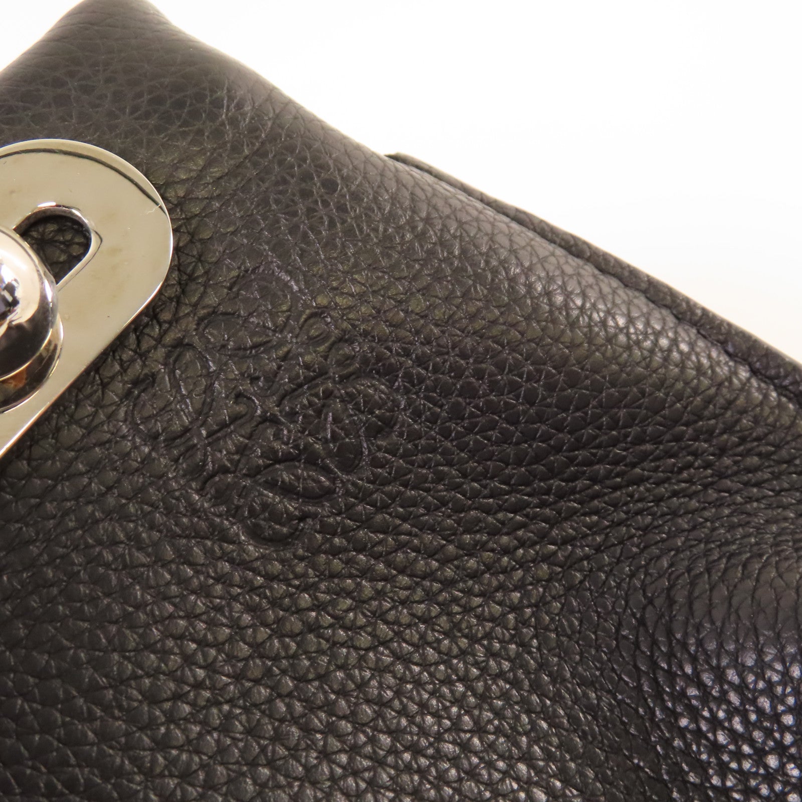 LOEWE 牛皮皮革2Way Shoulder Bag銀扣手挽肩背兩用袋黑色