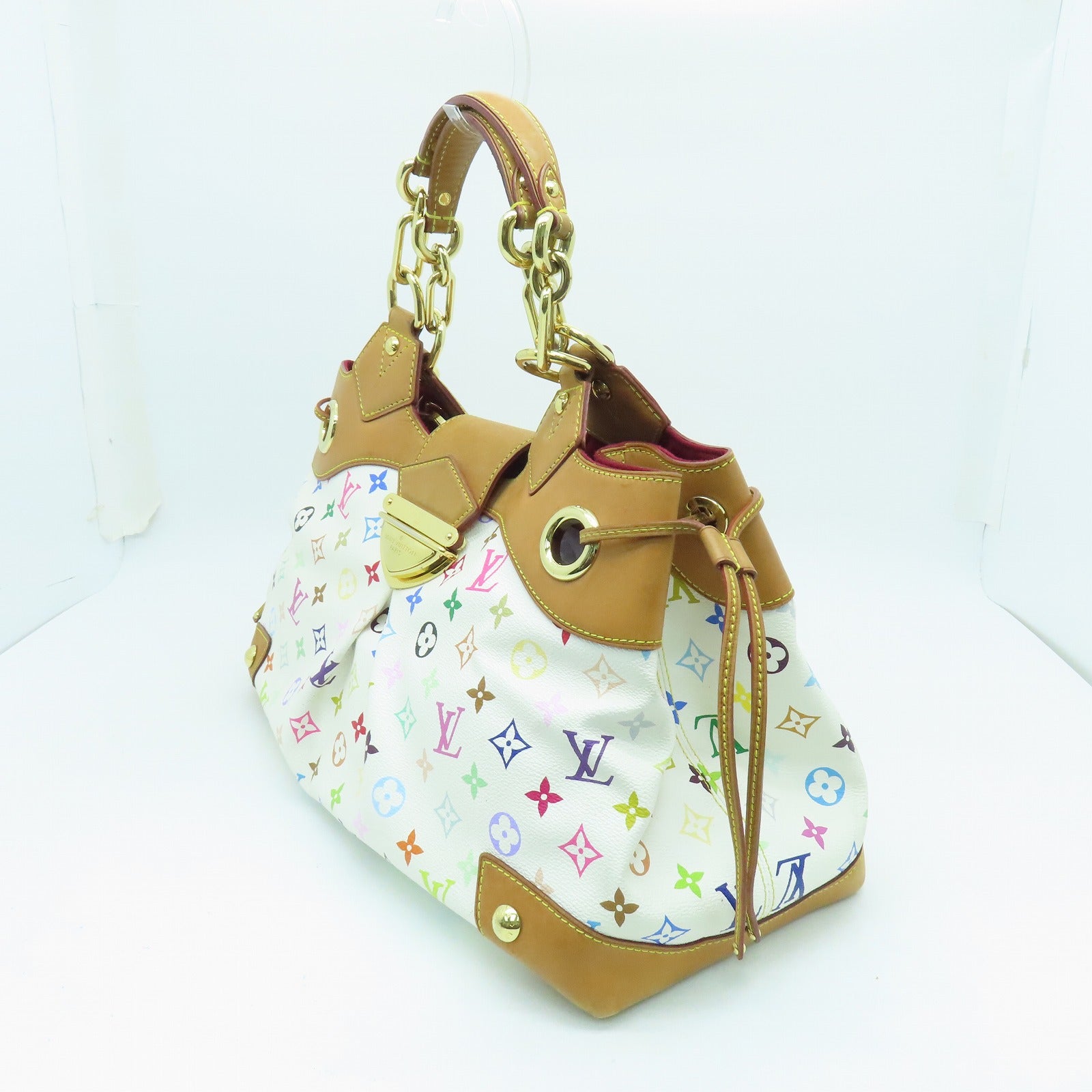 LOUIS VUITTON Monogram Multicolore Ursula金扣肩背袋白色彩色