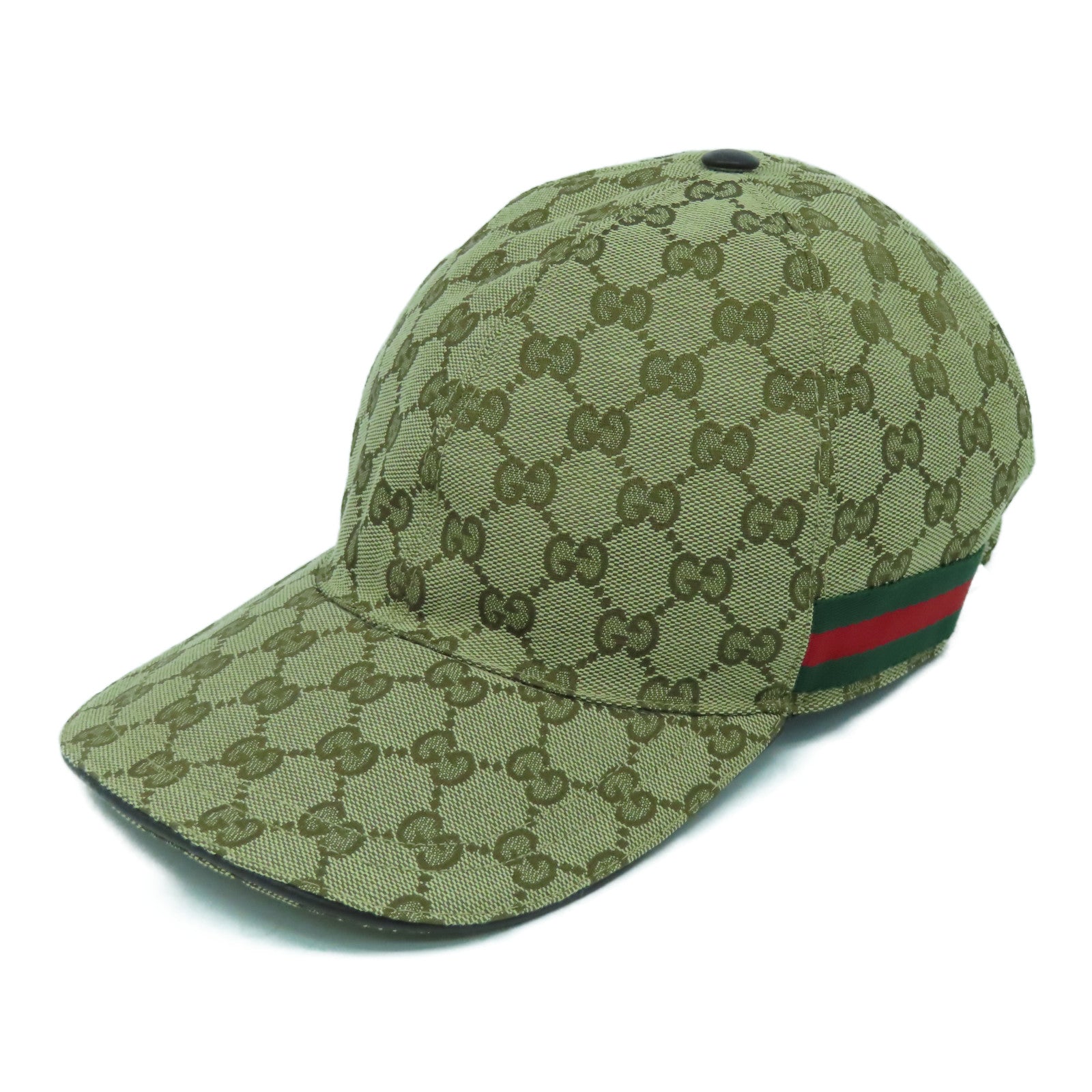 GUCCI GG帆布Cap金扣帽子啡色