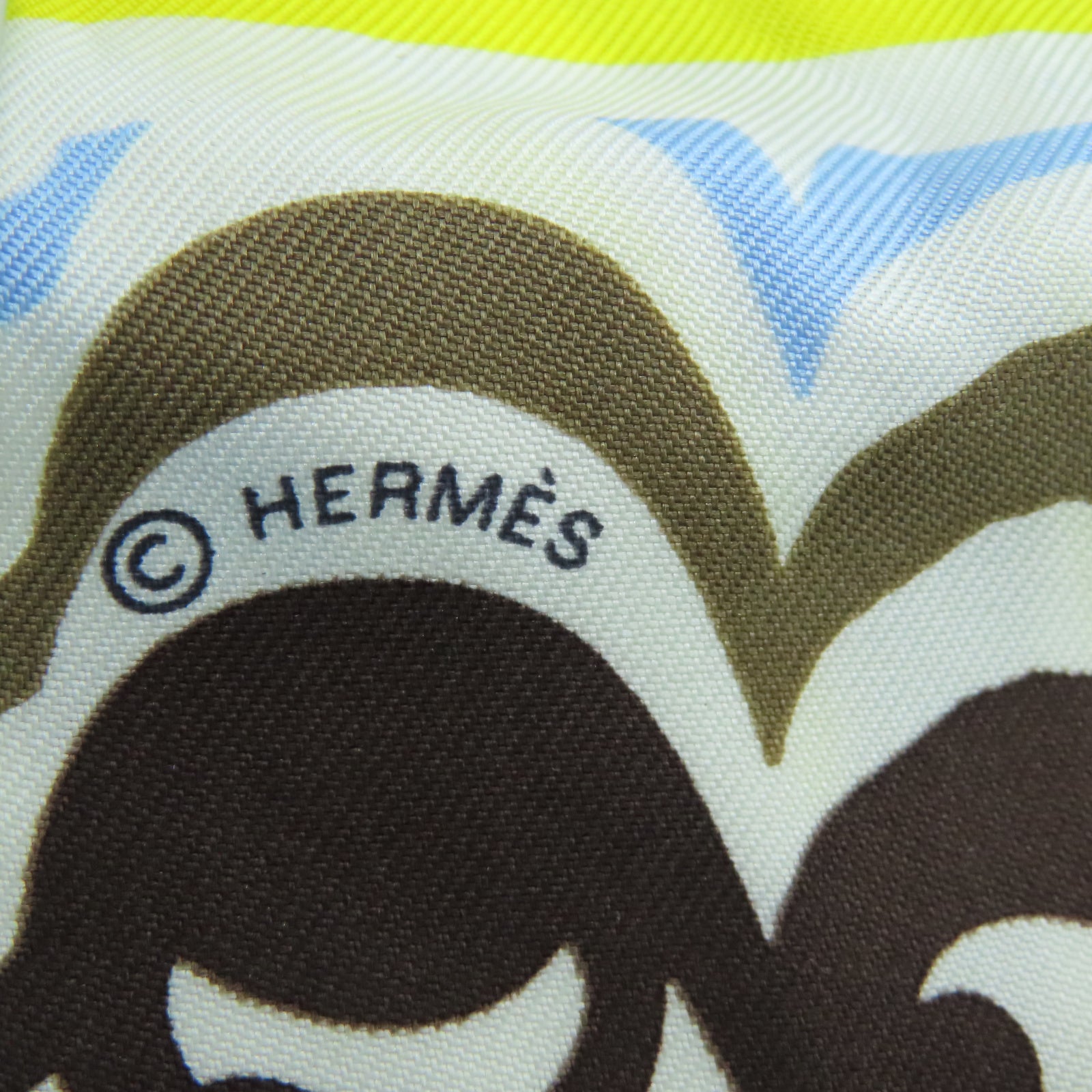 HERMES 丝质Twilly丝巾白色/棕色
