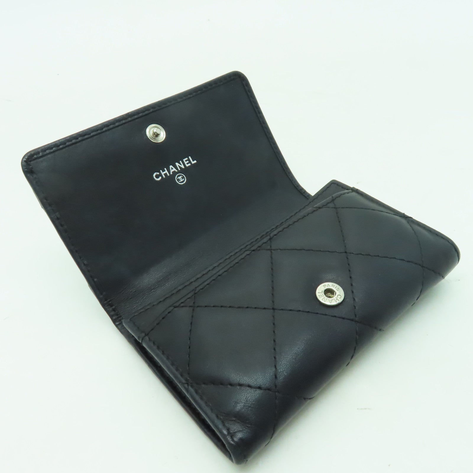 CHANEL 【激減優惠】菱格牛皮皮革Card Case銀扣卡片套黑色/粉紅色