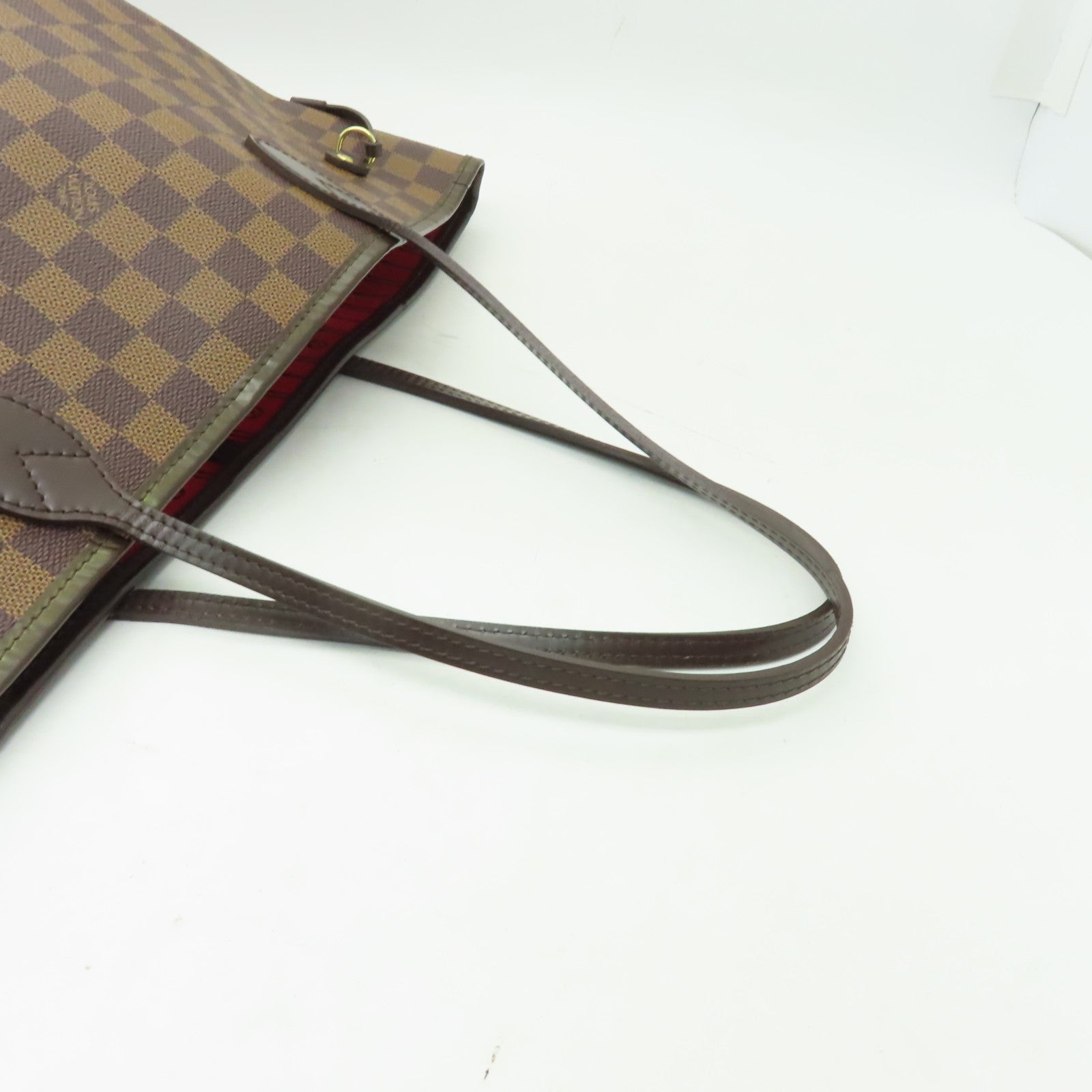 LOUIS VUITTON Damier Neverfull MM金扣手挽袋棕色