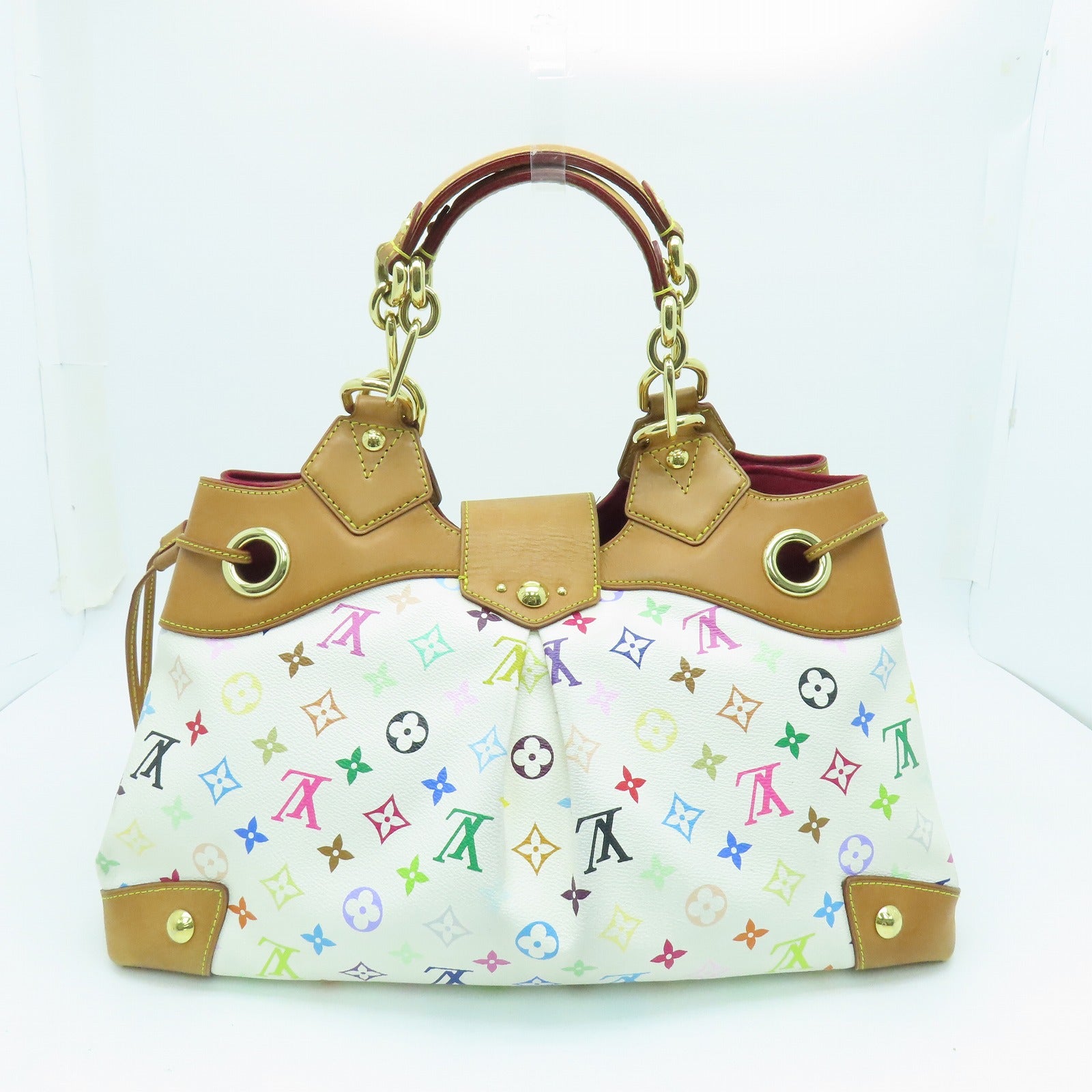 LOUIS VUITTON Monogram Multicolore Ursula金扣肩背袋白色彩色