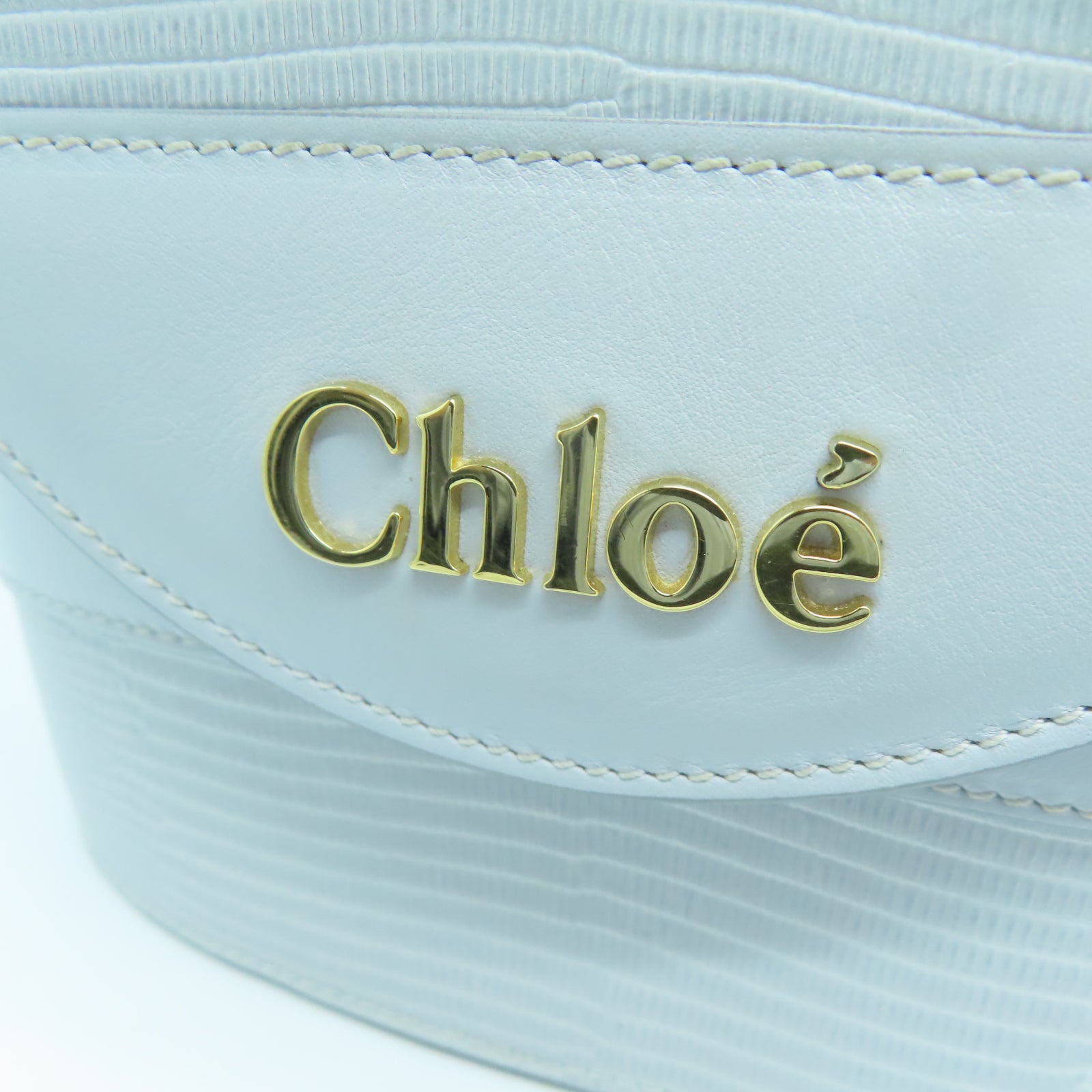 Chloe 牛皮皮革Shoulder Bag金扣鏈帶肩背袋灰色