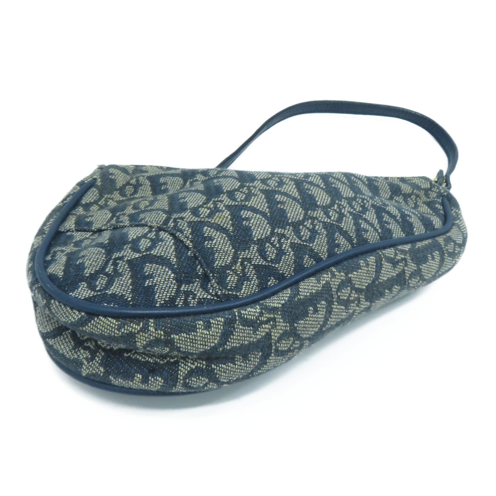 Dior 帆布/皮革Shoulder Bag金扣肩背袋藍色