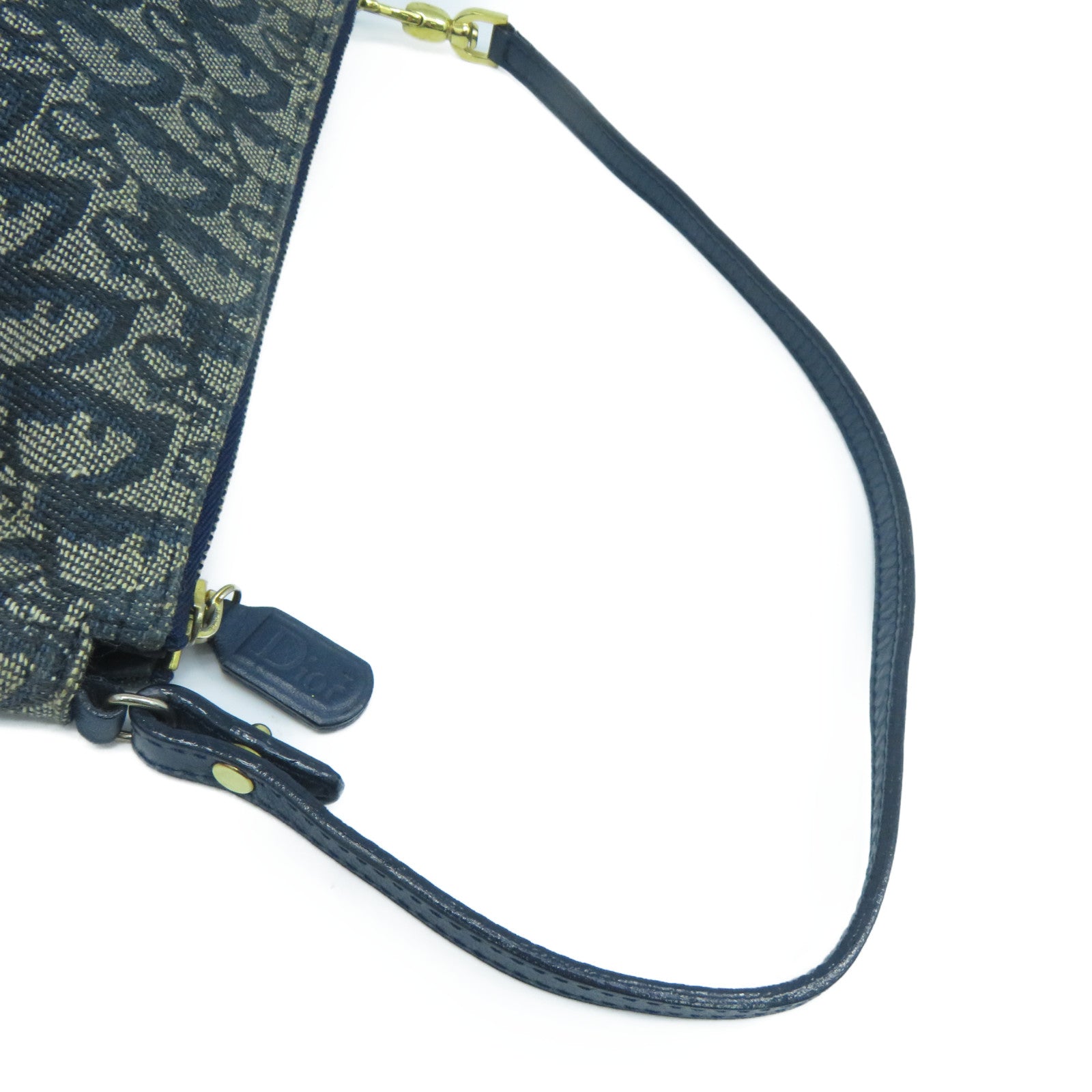 Dior 帆布/皮革Shoulder Bag金扣肩背袋藍色