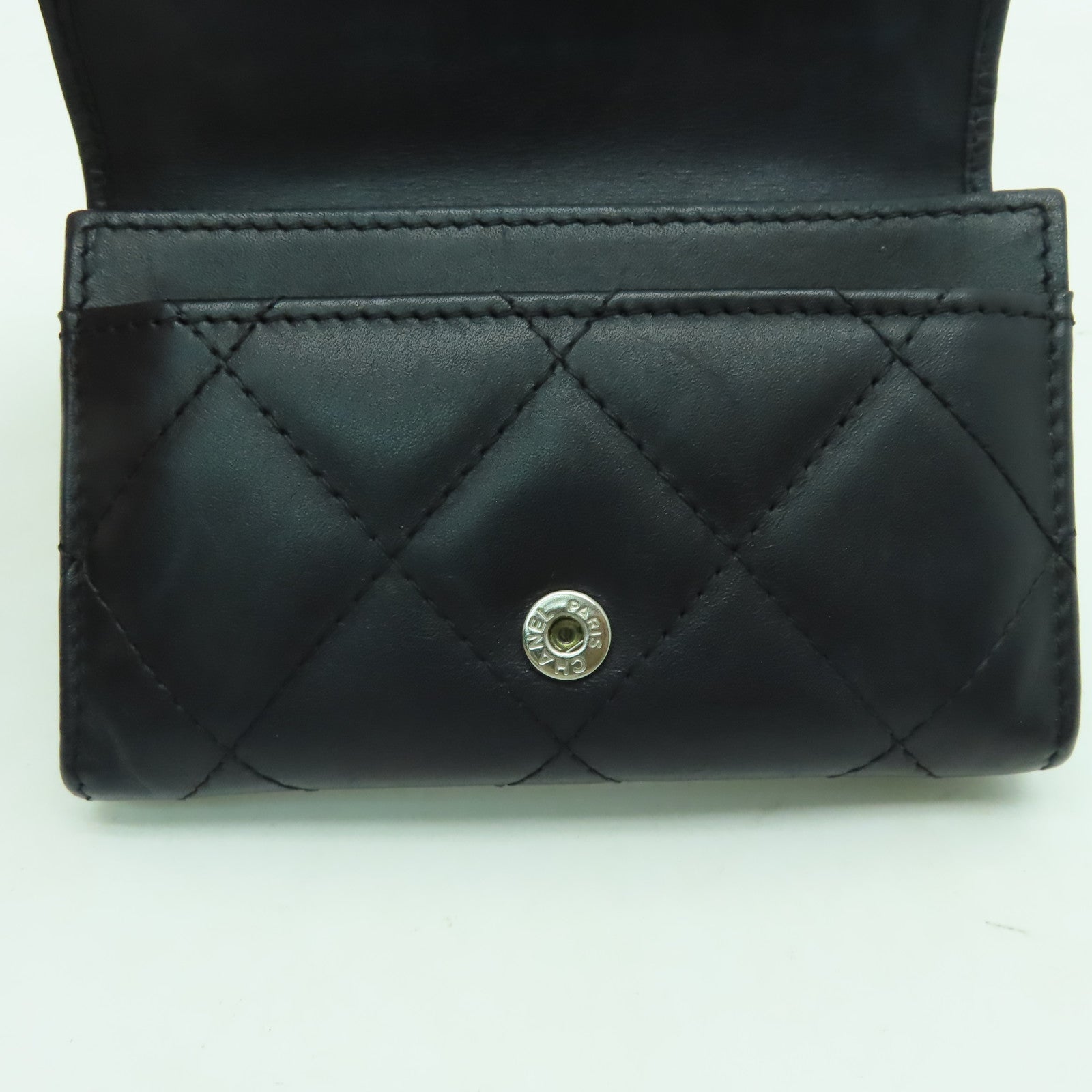 CHANEL 【激減優惠】菱格牛皮皮革Card Case銀扣卡片套黑色/粉紅色