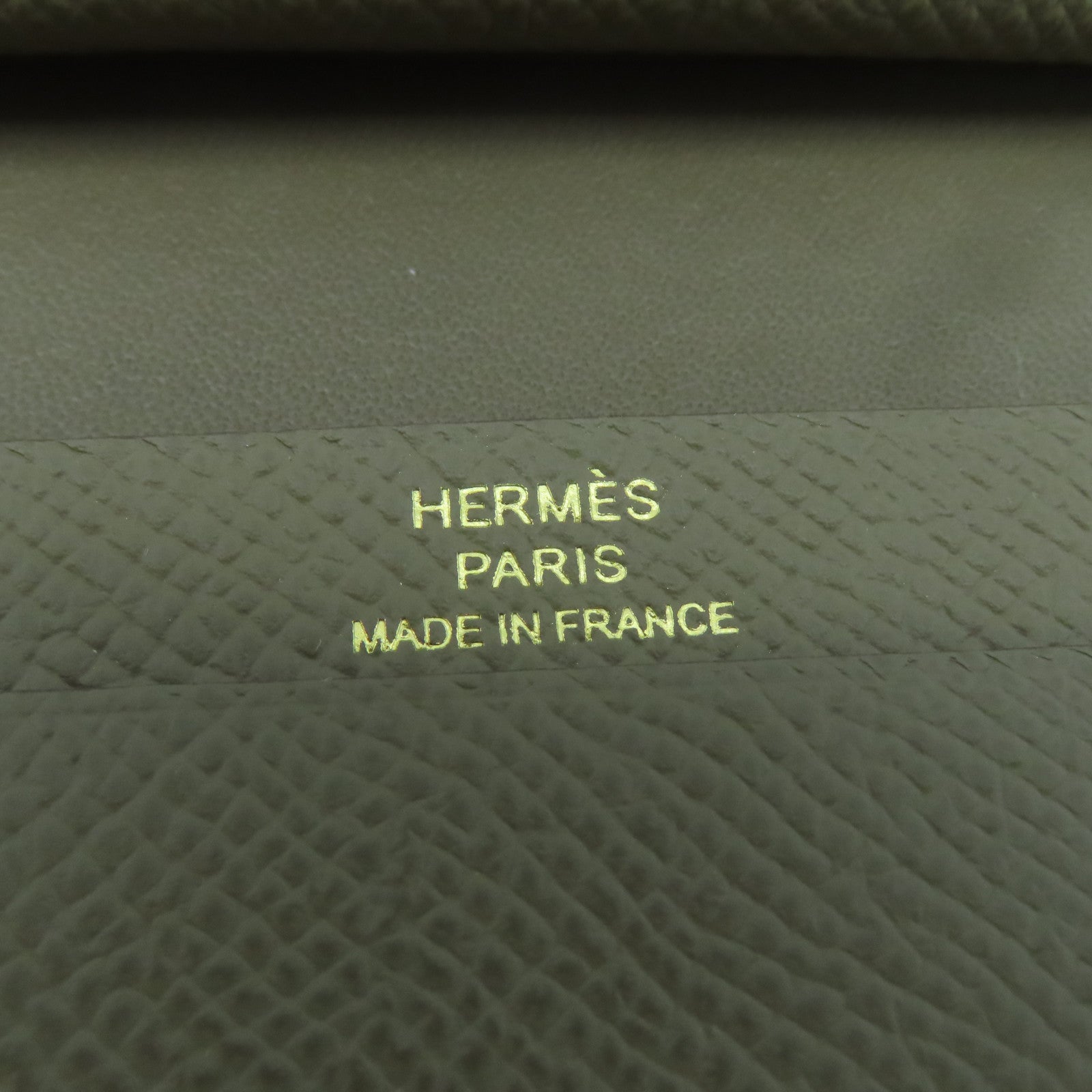 HERMES Epsom Leather Bearn Card Case Gold Buckle Card Holder Elephant Gray