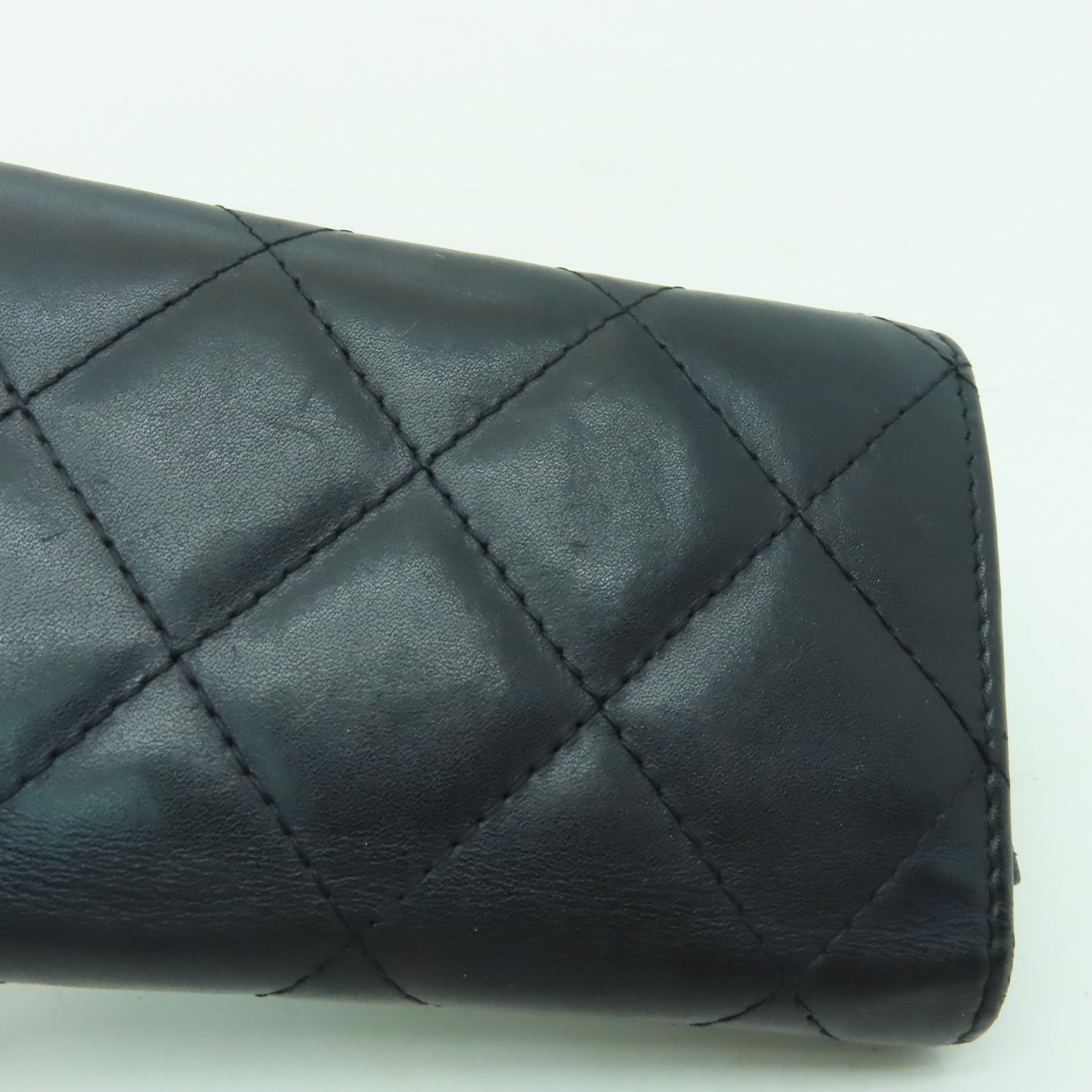 CHANEL 【激減優惠】菱格牛皮皮革Card Case銀扣卡片套黑色/粉紅色