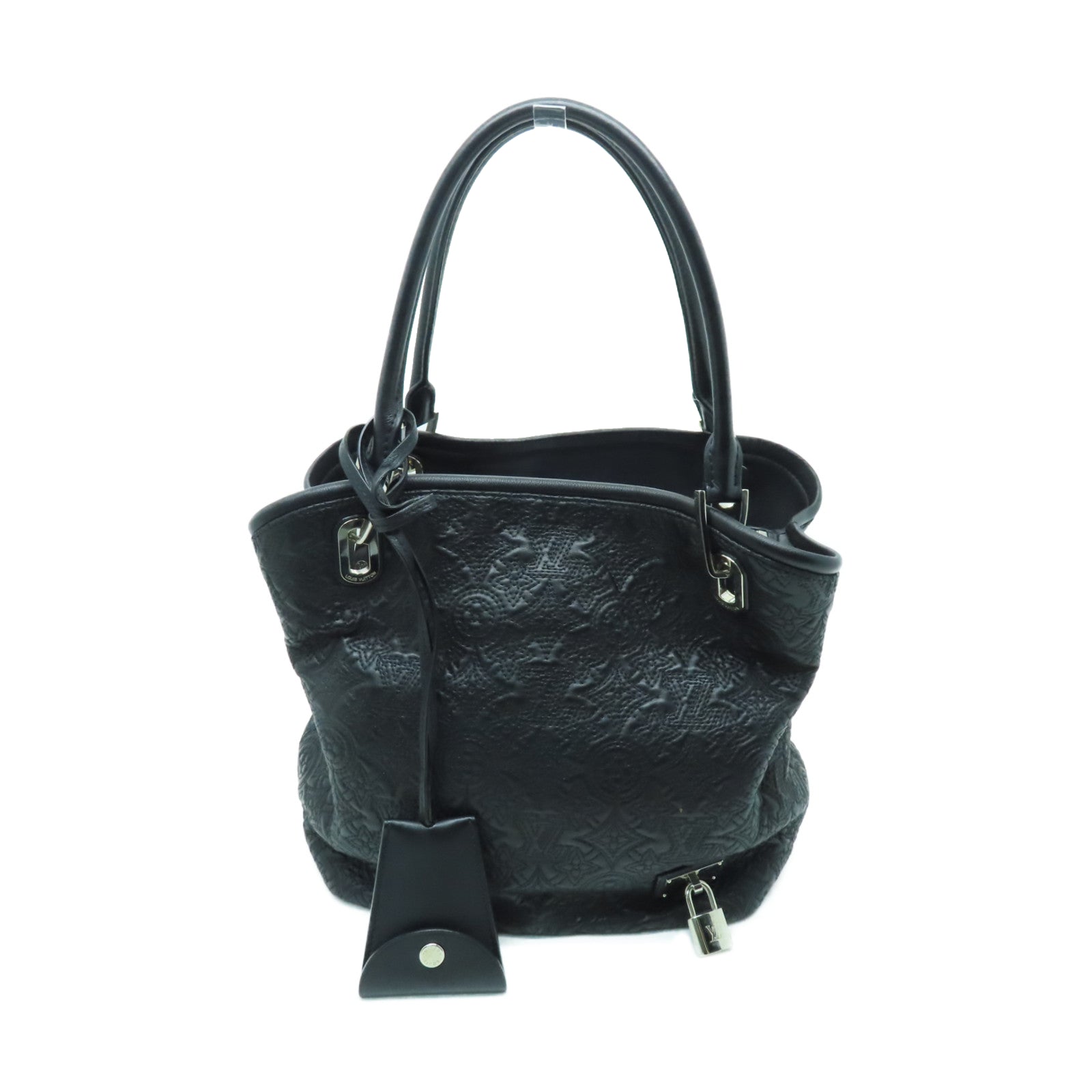 LOUIS VUITTON Lilia皮革Antheia銀扣手挽袋黑色