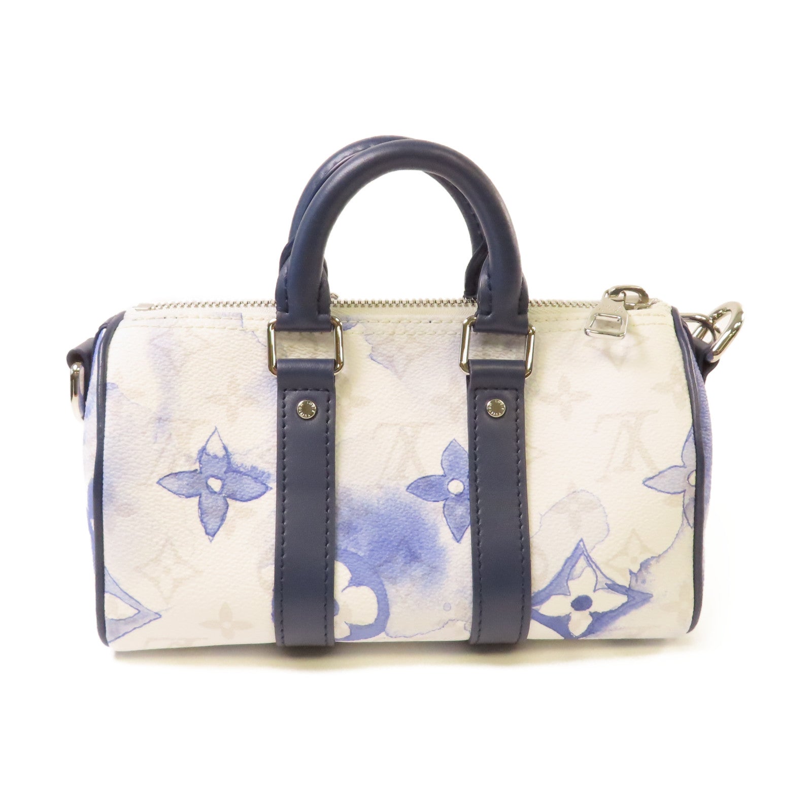 LOUIS VUITTON Monogram Watercolor Keepall XS 2Way Shoulder Bag銀扣手挽肩背兩用袋白色/藍色