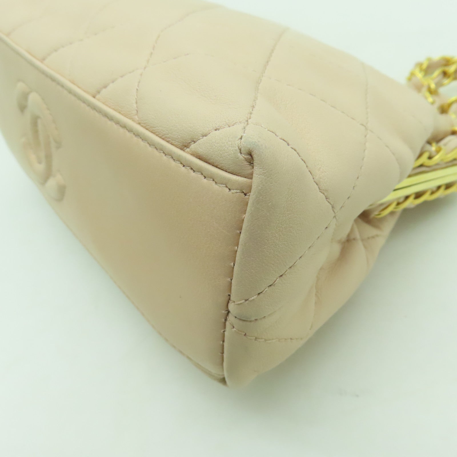 CHANEL 【激減優惠】菱格羊皮皮革Chain Shoulder金扣鏈帶肩背袋粉紅色