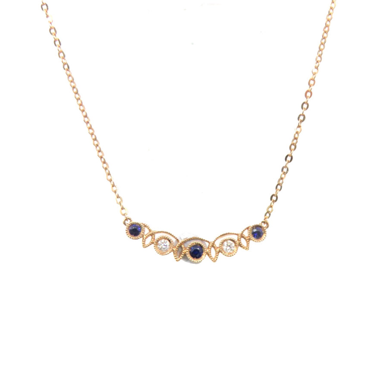 JEWELRY 18K玫瑰金/0.07ct藍寶石/0.04ct鑽石Sapphire Necklace項鏈