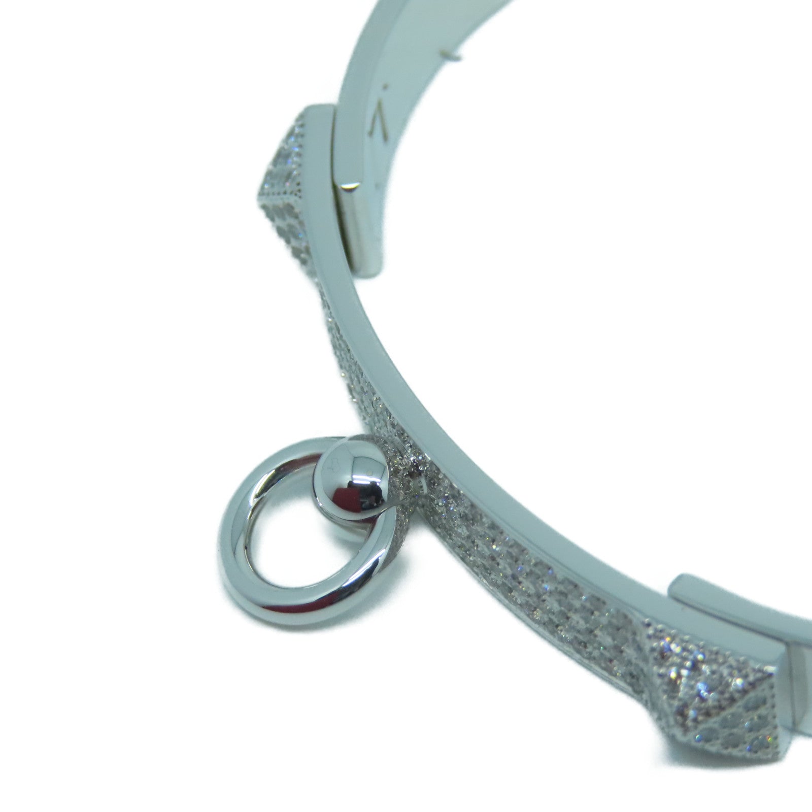 HERMES 18K白金Diamond Collier de chien Bracelet 0.91ct钻石手镯