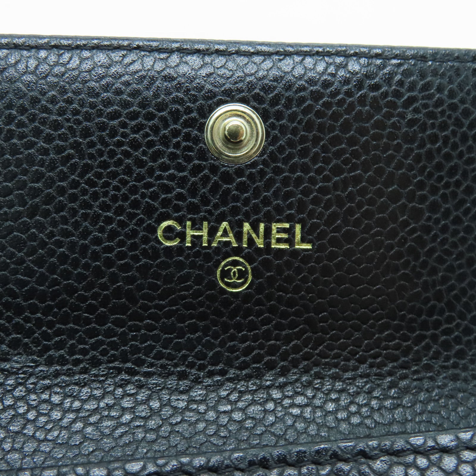 CHANEL 菱格Caviar皮革Boy Card Case金扣卡片套黑色