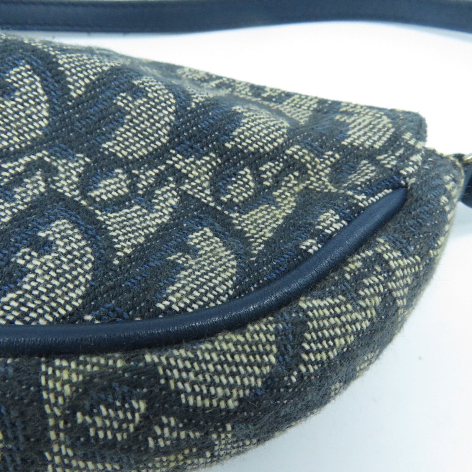 Dior 帆布/皮革Shoulder Bag金扣肩背袋藍色