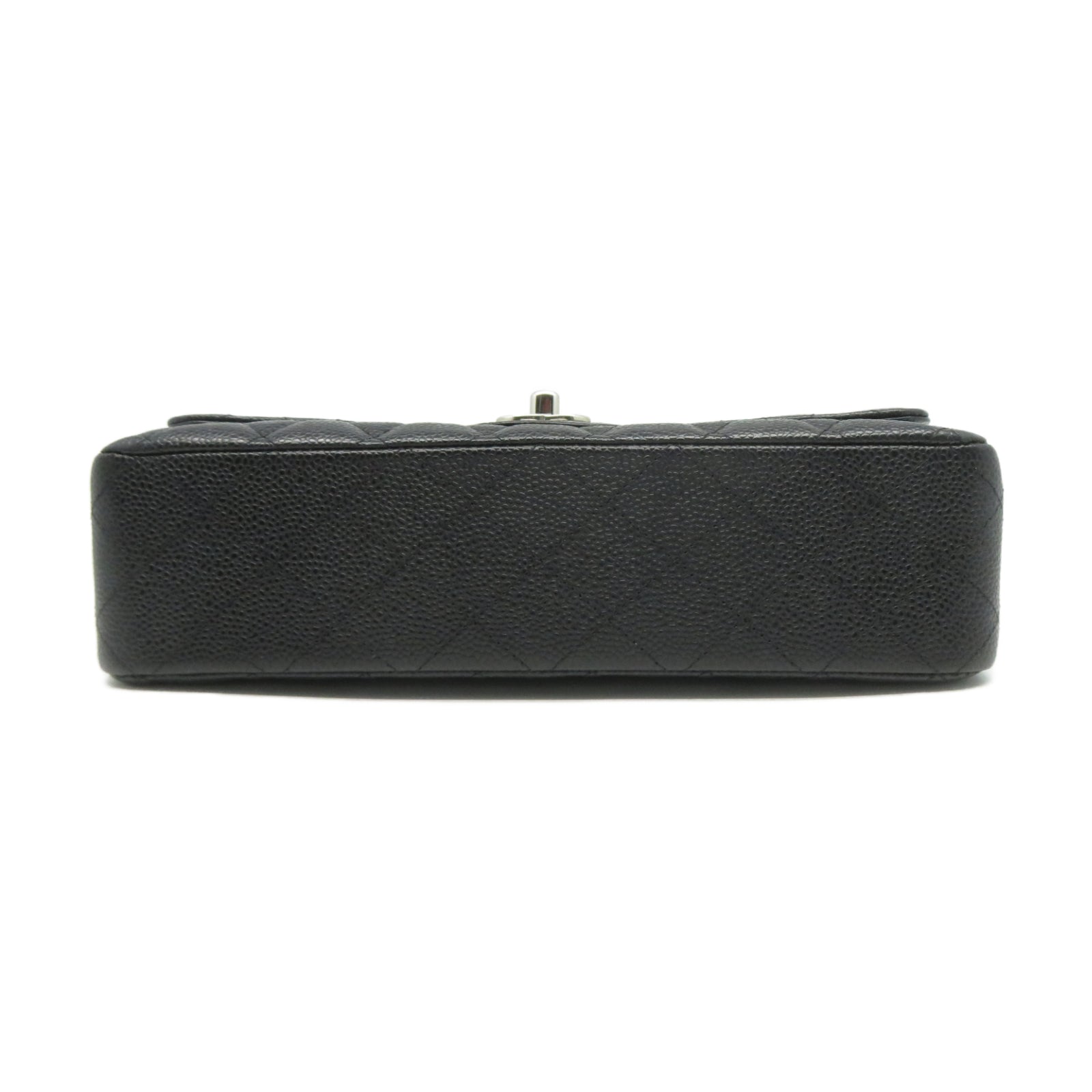 CHANEL 菱格Caviar皮革Classic 25銀扣鏈帶肩背袋黑色