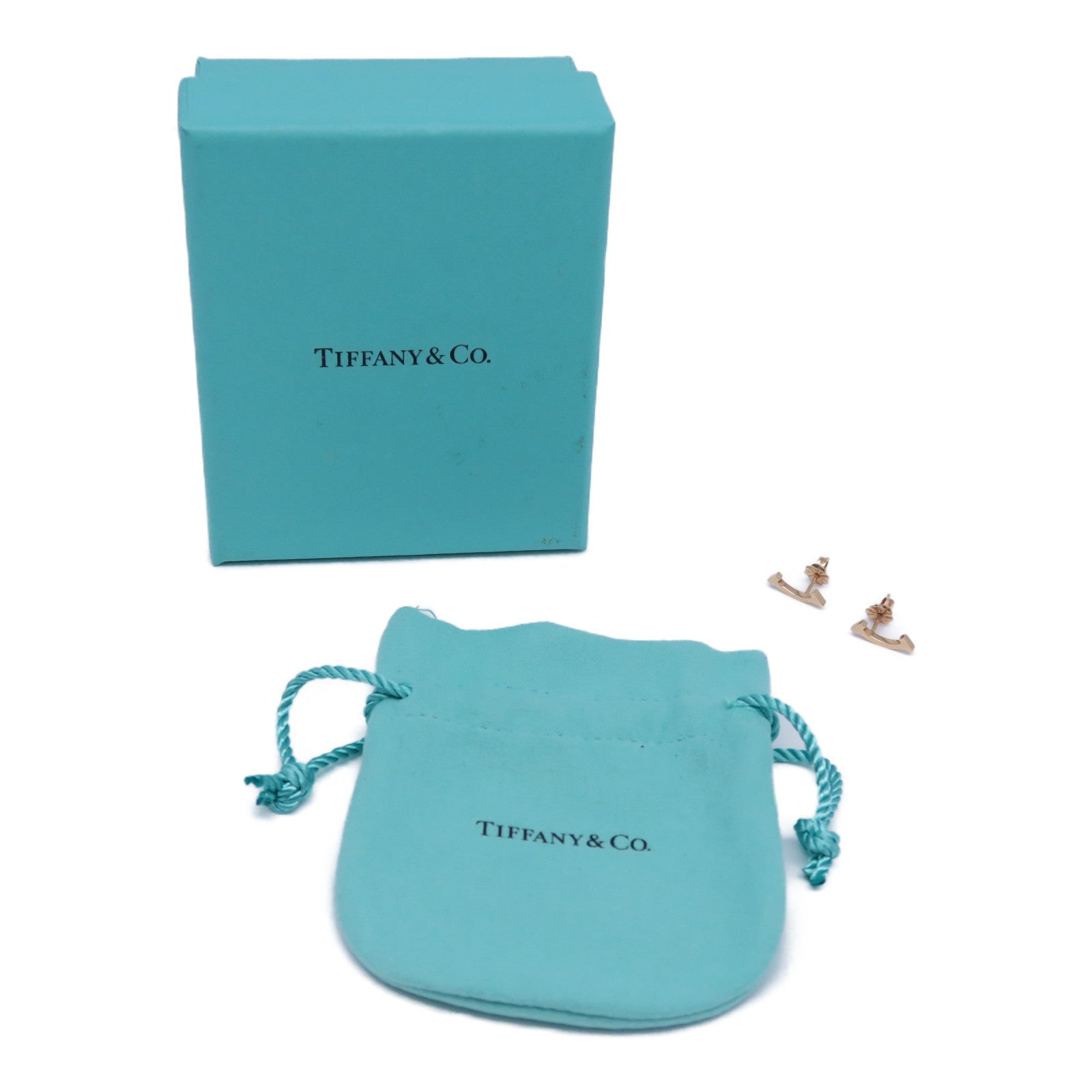 TIFFANY＆CO 18K玫瑰金T Smile耳環