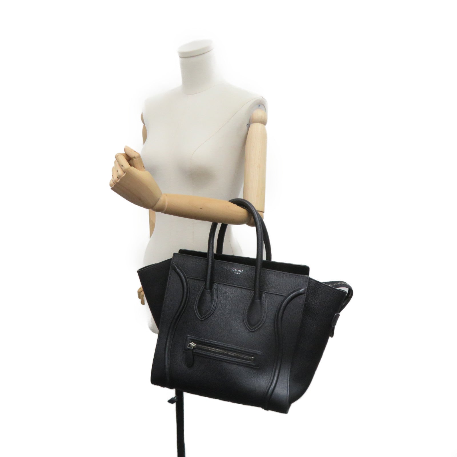 CELINE 牛皮皮革Mini Luggage手挽袋黑色