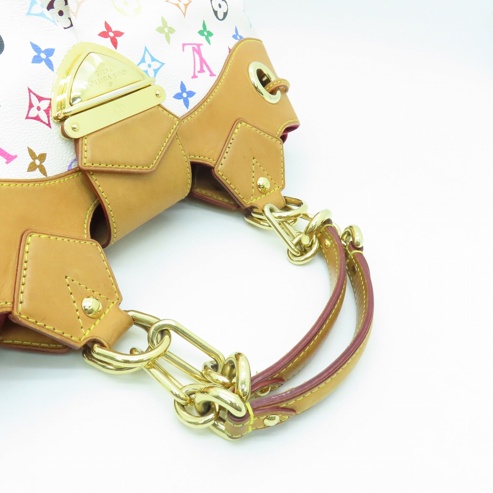 LOUIS VUITTON Monogram Multicolore Ursula金扣肩背袋白色彩色