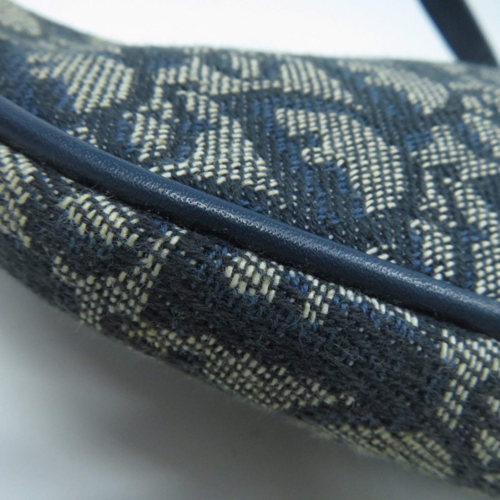 Dior 帆布/皮革Shoulder Bag金扣肩背袋藍色