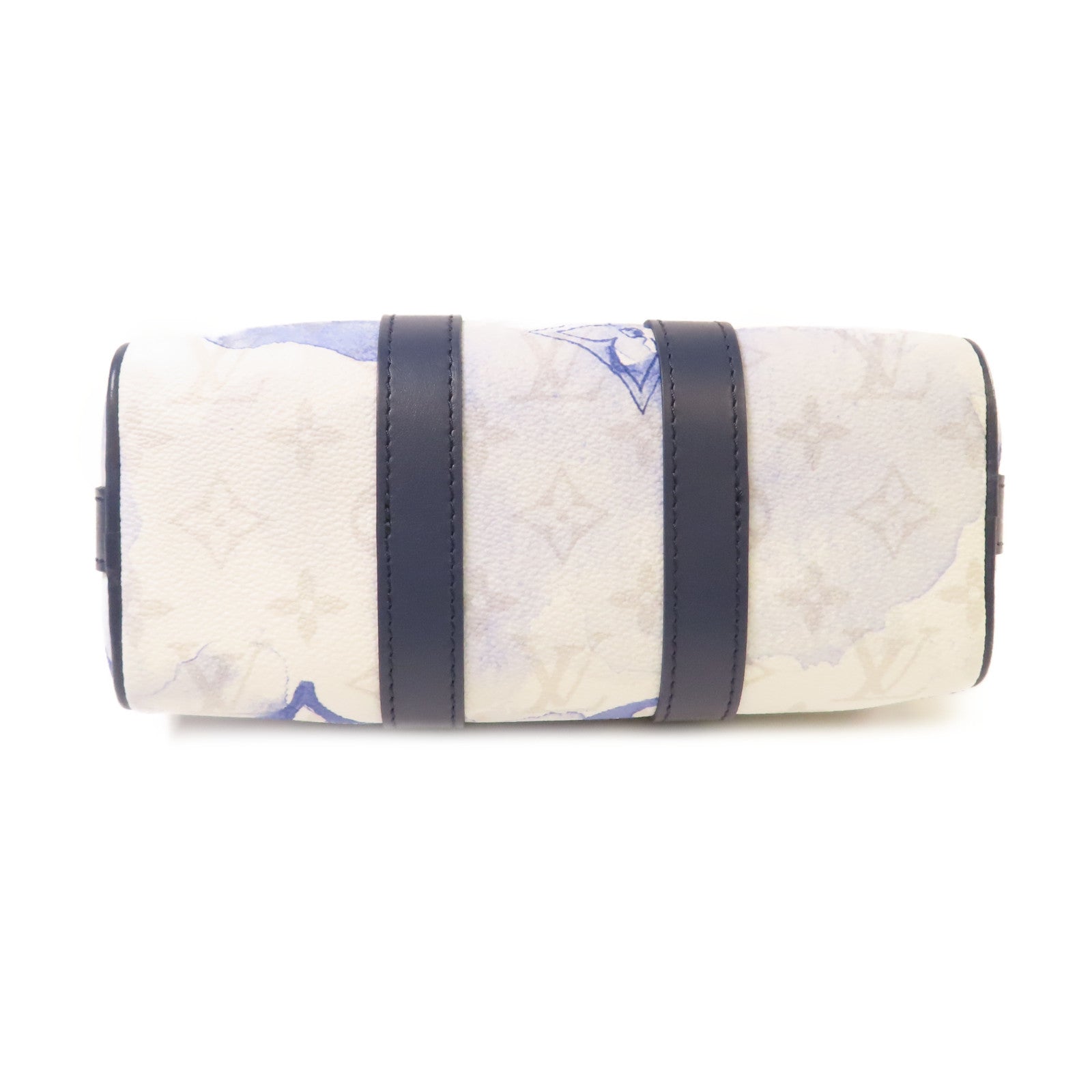 LOUIS VUITTON Monogram Watercolor Keepall XS 2Way Shoulder Bag銀扣手挽肩背兩用袋白色/藍色