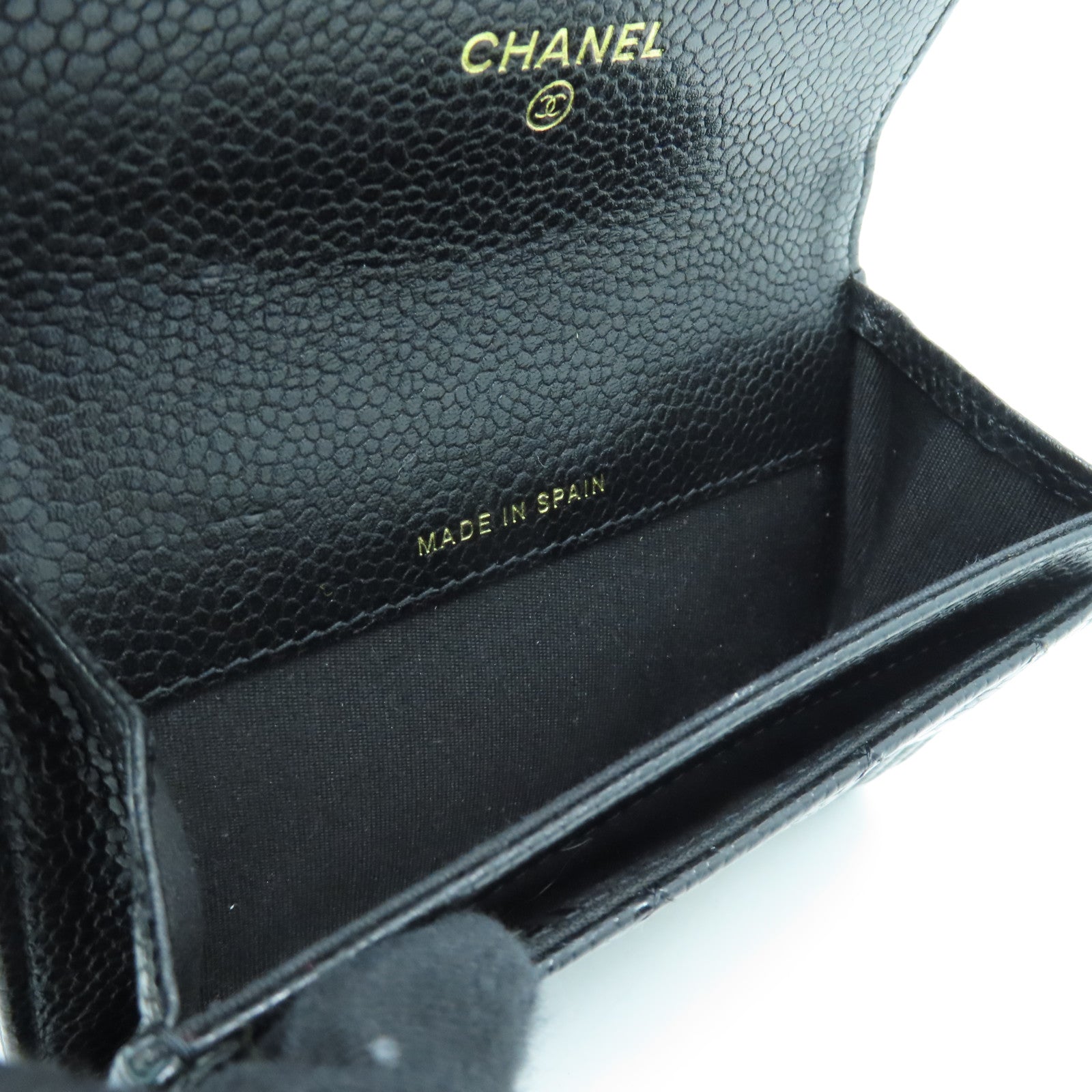 CHANEL 菱格Caviar皮革Boy Card Case金扣卡片套黑色
