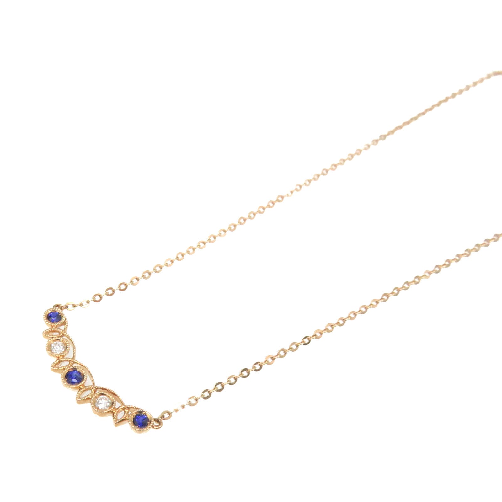 JEWELRY 18K玫瑰金/0.07ct藍寶石/0.04ct鑽石Sapphire Necklace項鏈