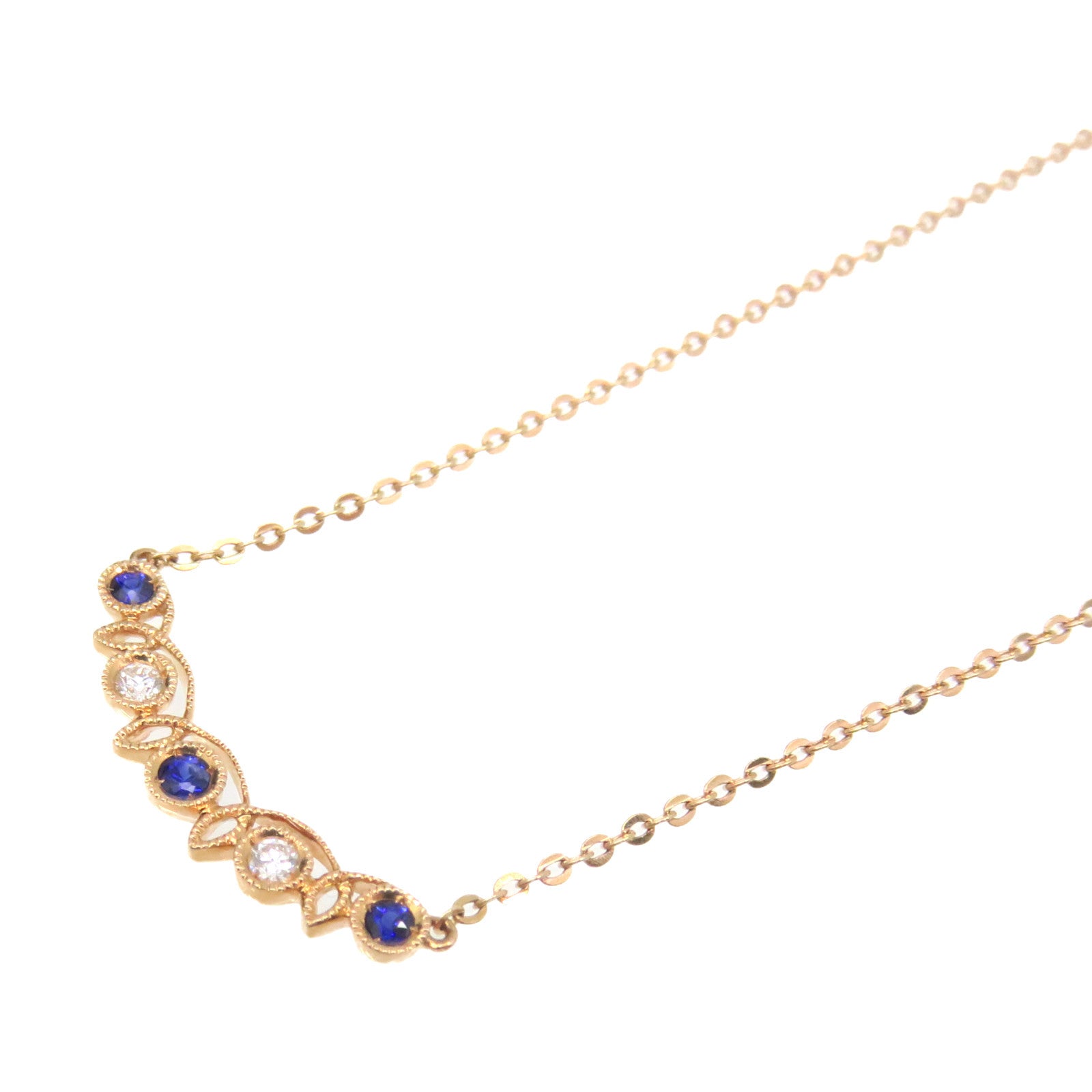 JEWELRY 18K玫瑰金/0.07ct藍寶石/0.04ct鑽石Sapphire Necklace項鏈