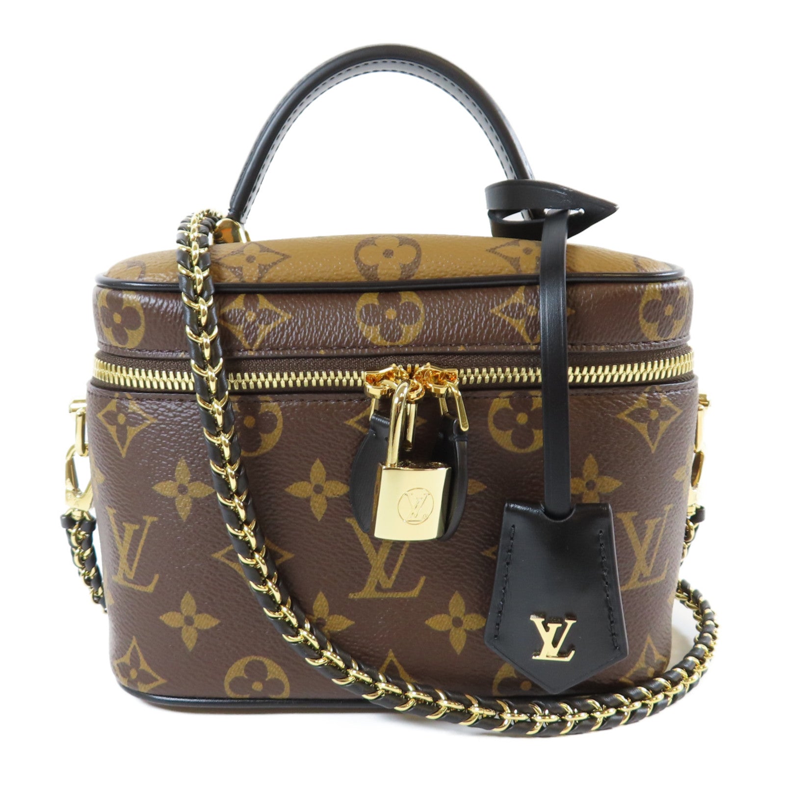 LOUIS VUITTON Monogram Reverse Vanity PM金扣手挽肩背兩用袋啡色
