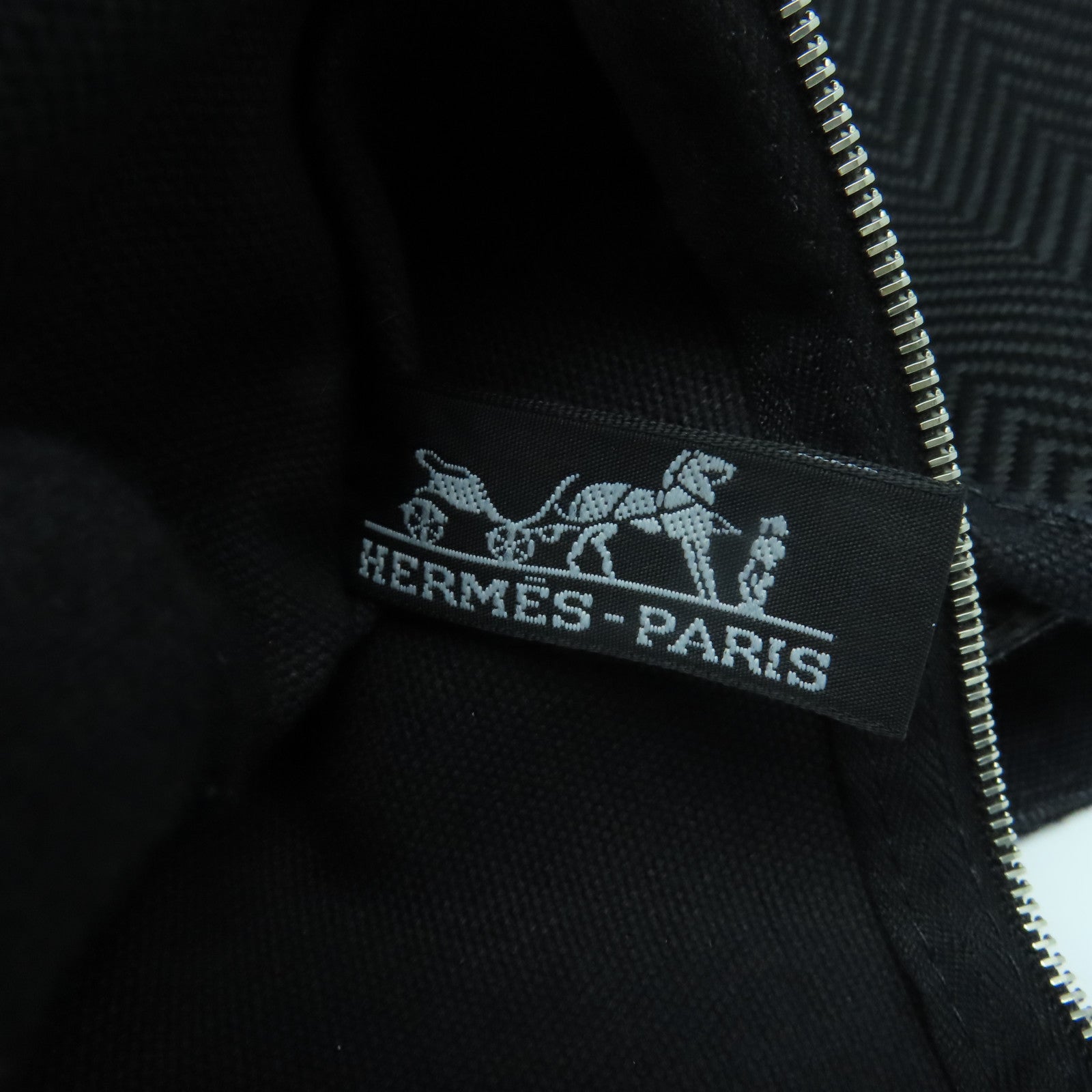 HERMES 帆布Tote Bag银扣手挽袋黑色