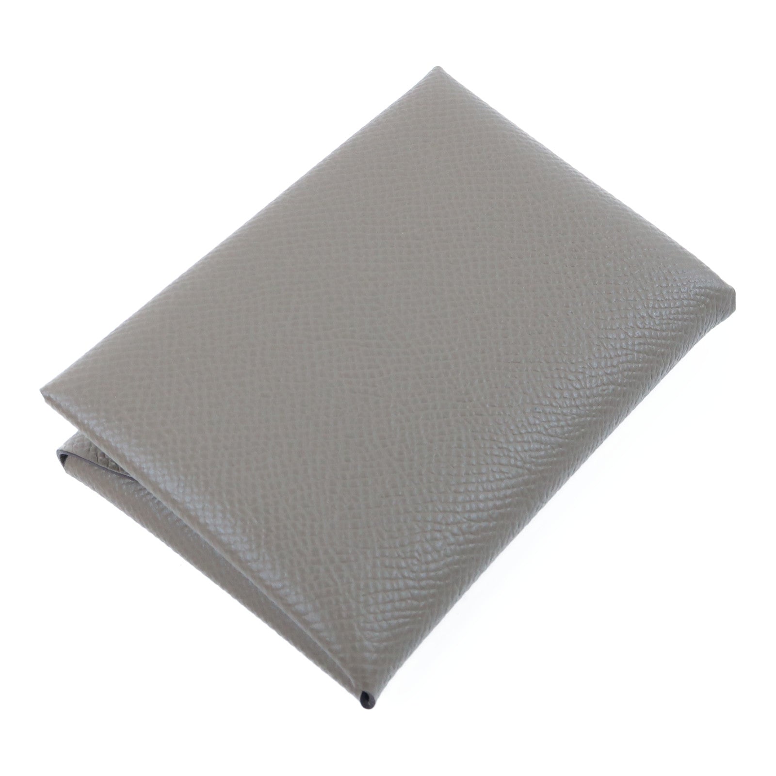 HERMES Epsom皮革Calvi Duo銀扣卡片套Gris Tourterelle斑鳩灰色