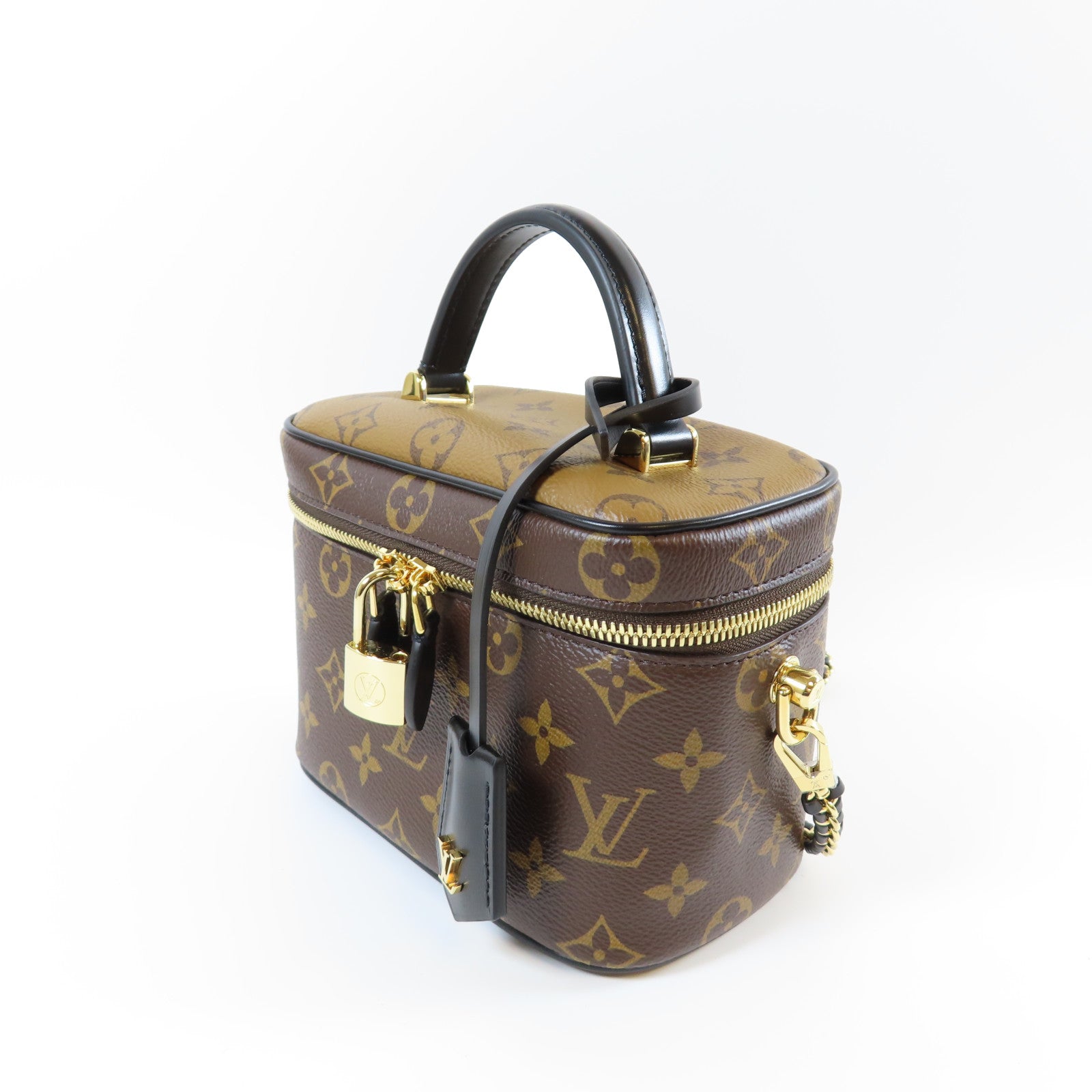 LOUIS VUITTON Monogram Reverse Vanity PM金扣手挽肩背兩用袋啡色