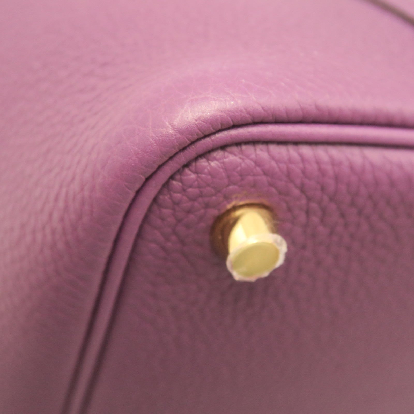 HERMES Taurillon Clemence Leather Picotin PM Gold Buckle Handle Bag Cassis Purple